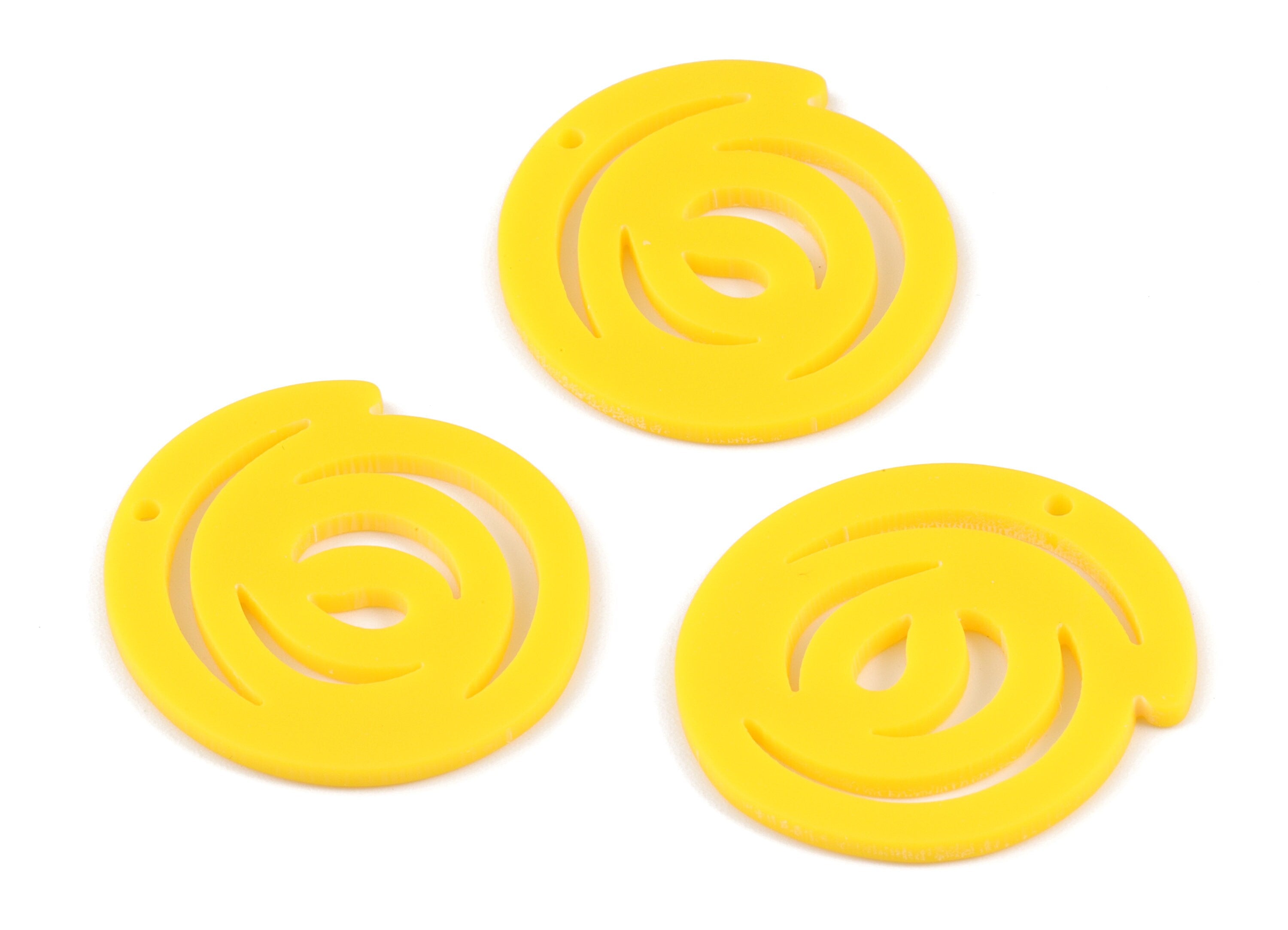 Acrylic Spiral Earring Charms - Yellow Acrylic Spiral Earrings - Jewelry Supplies - Color Code:A499 - 30.28x31.84x2.23mm - AC2113-A499 - DOMEDBAZAAR