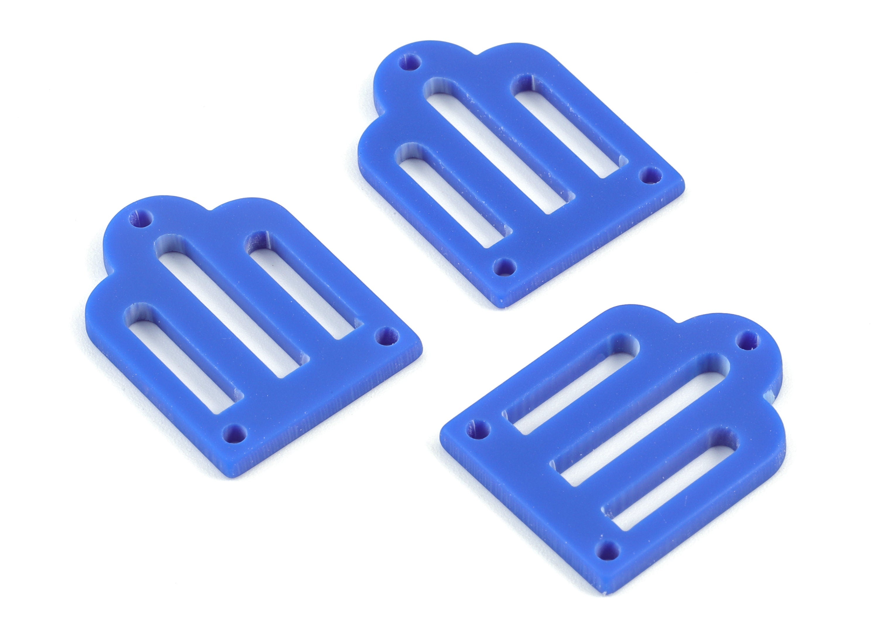 Acrylic Domed Earring Connector - 3 Holes - Acrylic Blue Domed Earring Charms - Color Code:A522 - 25.82x19.63x2.05mm - AC2105-A522 - DOMEDBAZAAR