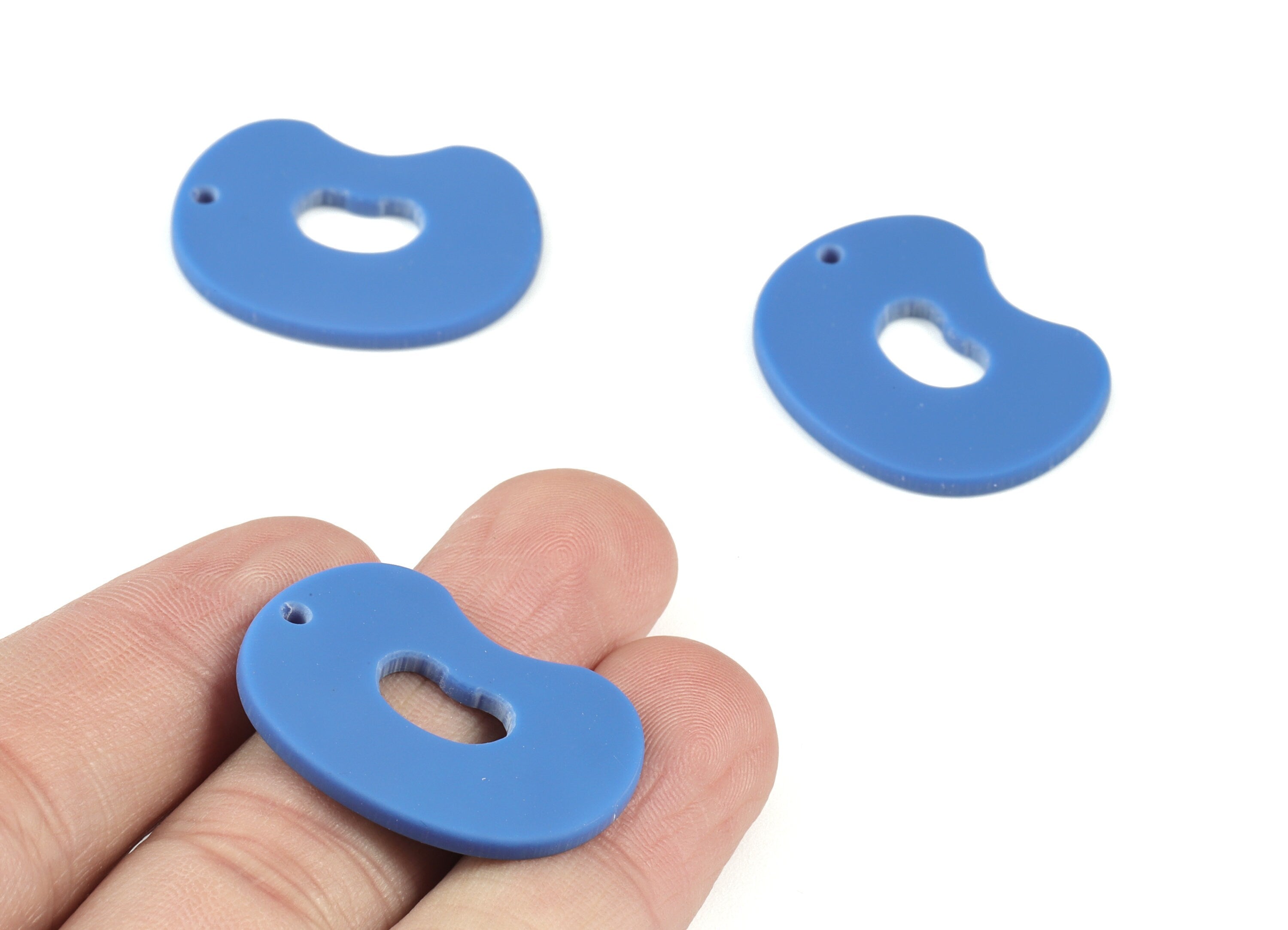 Acrylic Blue Oval Earring Charms - Acrylic Mini Oval Earrings - Jewelry Supplies - Color Code:A522 - 29.59x22.46x1.55mm - AC2129-A522 - DOMEDBAZAAR