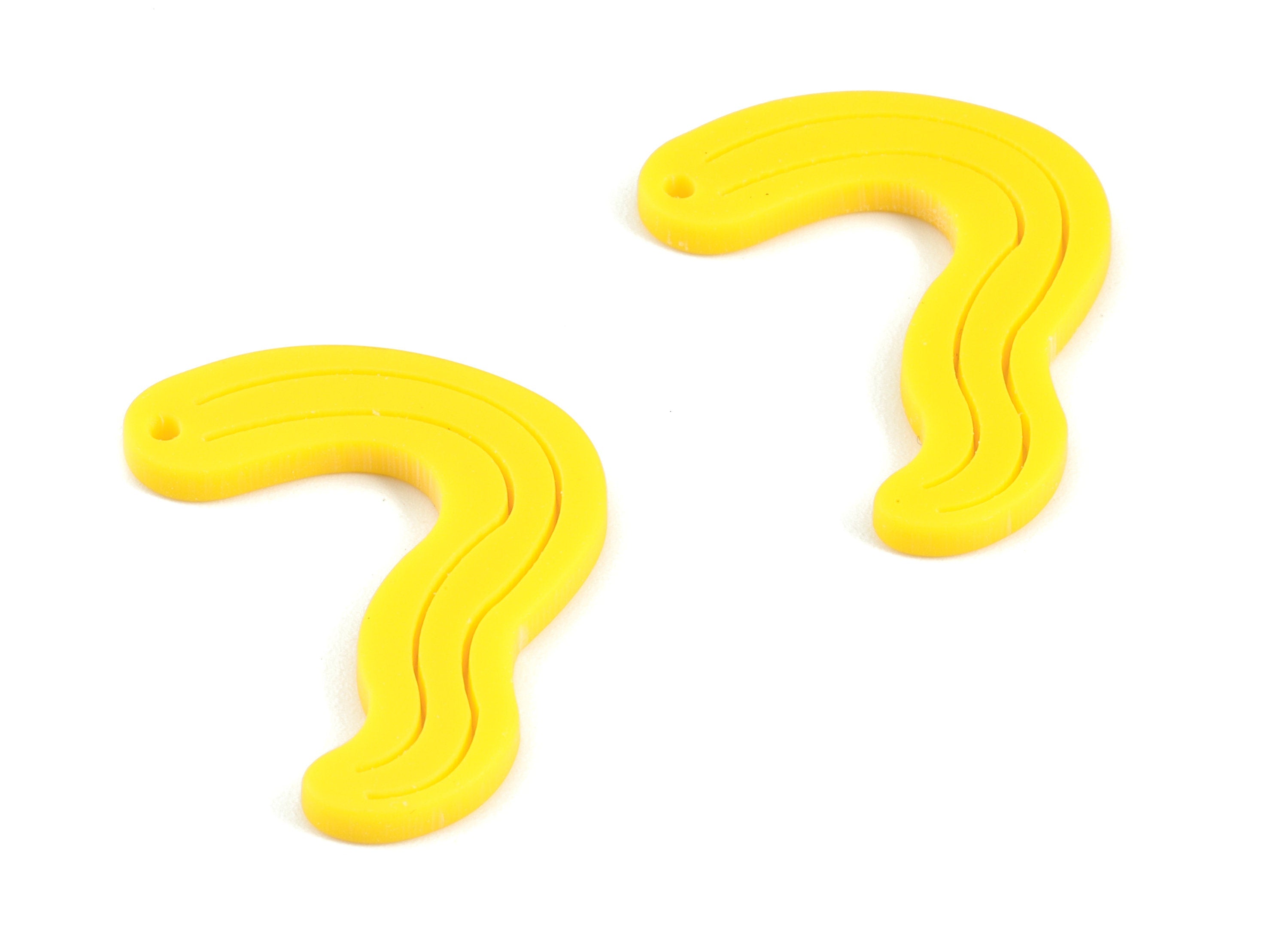 Acrylic Yellow Worn Earring Charms - Acrylic Worn Pendant - Jewelry Supplies - Color Code:A499 - 32.85x26.22x2.83mm - AC2125-A499 - DOMEDBAZAAR