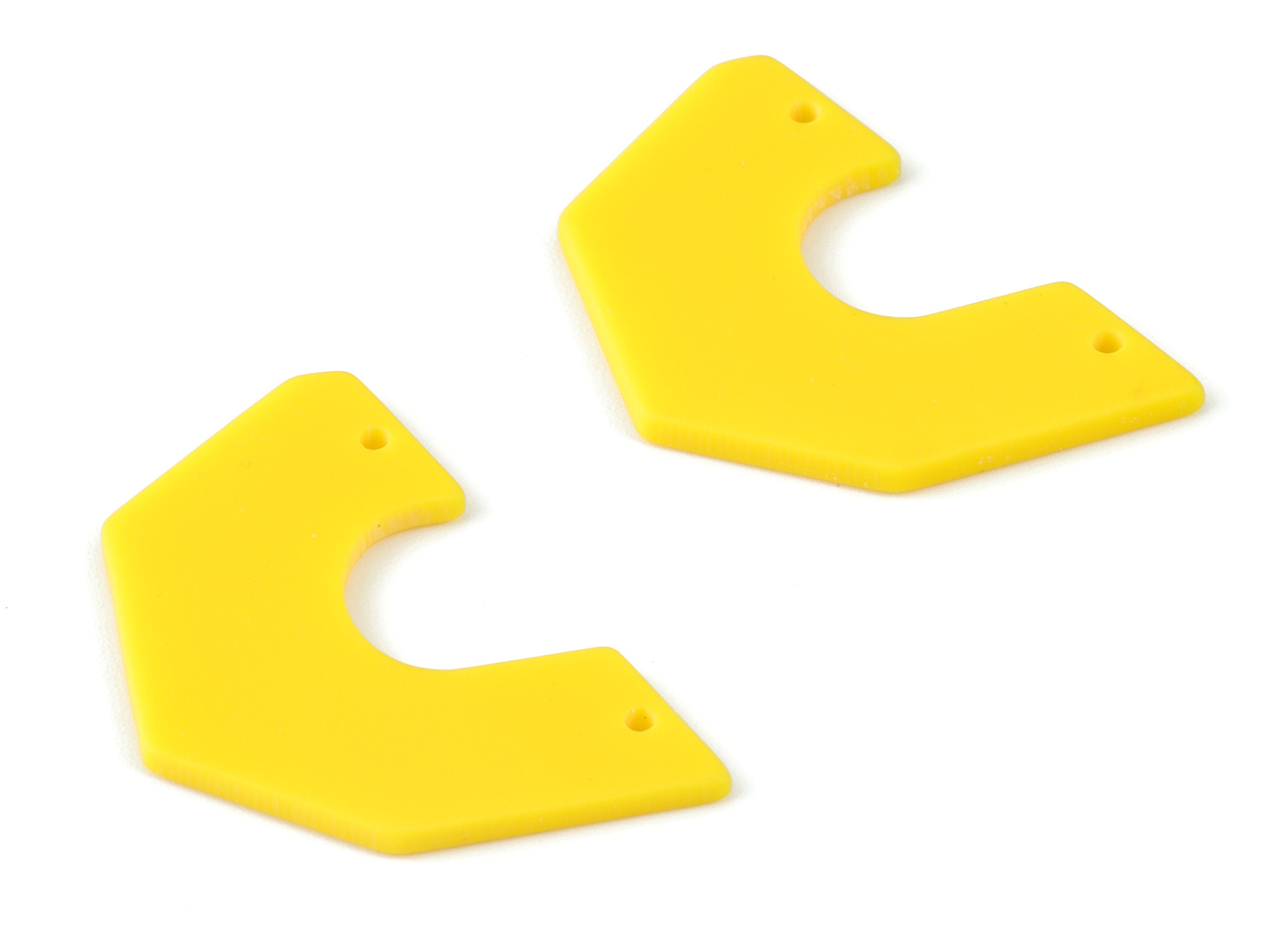 Acrylic Half Heart Earring Connector - Semicircle Yellow Half Moon Charms - Jewelry Supplies - Color Code:A499 - 36.4x25x1.9mm - AC2102-A499 - DOMEDBAZAAR