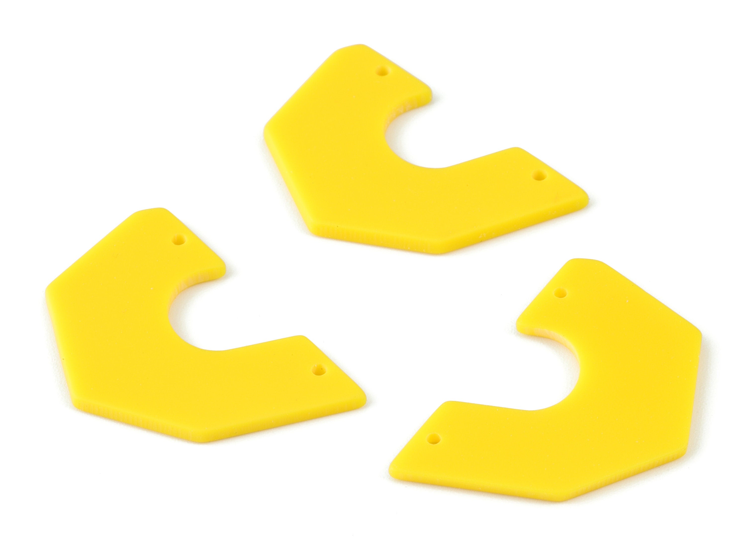 Acrylic Half Heart Earring Connector - Semicircle Yellow Half Moon Charms - Jewelry Supplies - Color Code:A499 - 36.4x25x1.9mm - AC2102-A499 - DOMEDBAZAAR