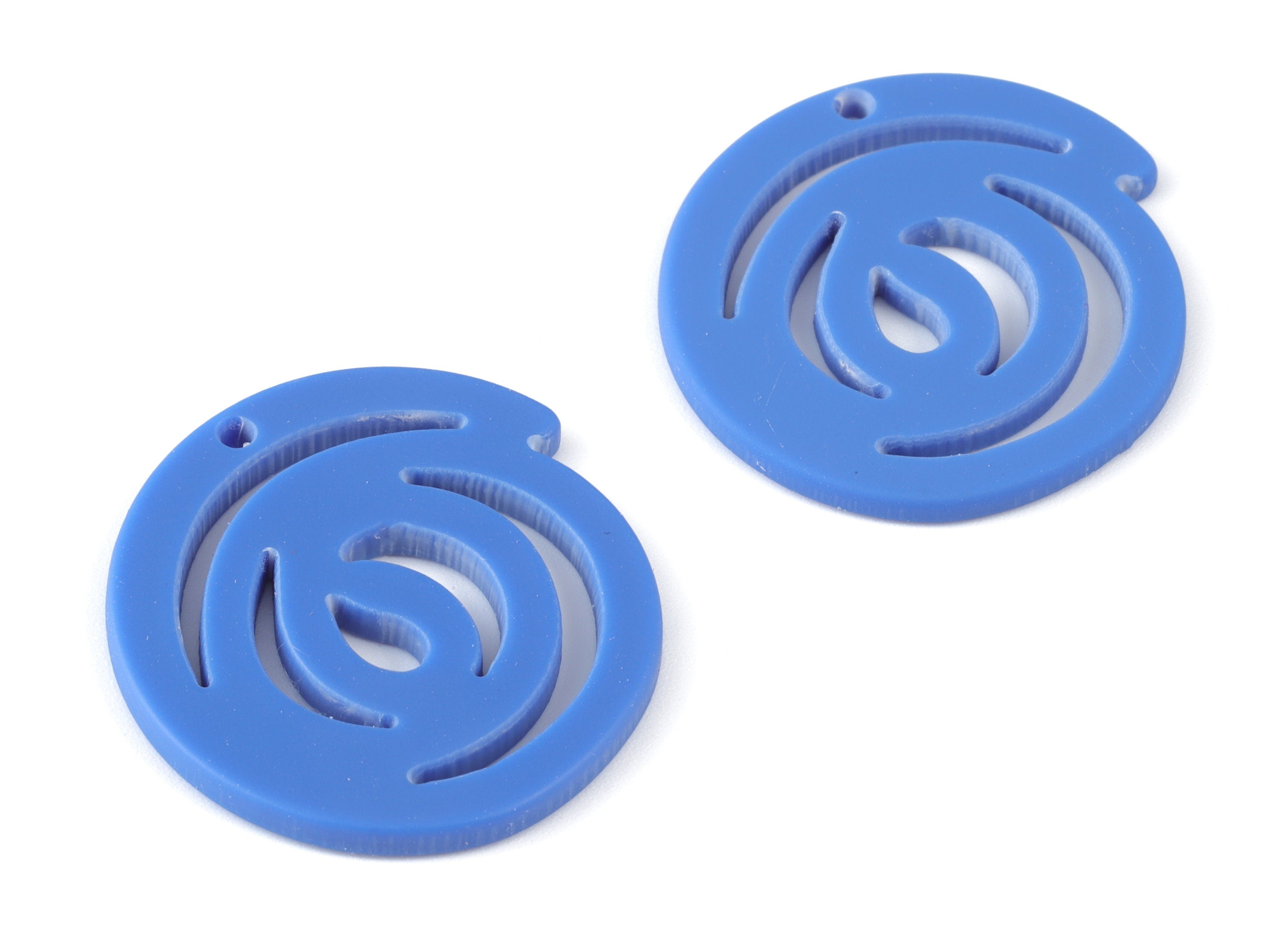 Acrylic Spiral Earring Charms - Navy Acrylic Spiral Earrings - Jewelry Supplies - Color Code:A522 - 30.28x31.84x2.23mm - AC2113-A522 - DOMEDBAZAAR