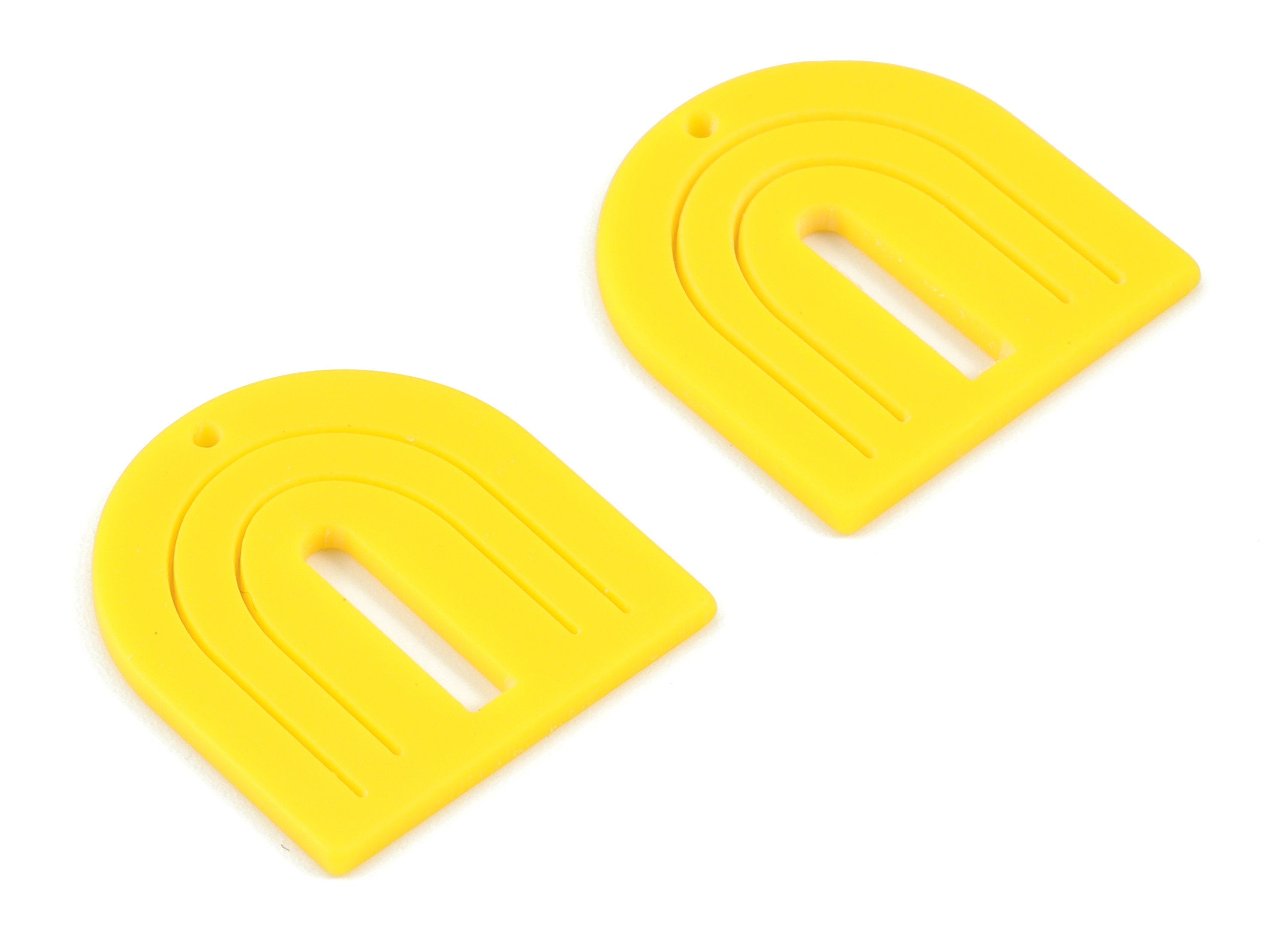 Acrylic Rainbow Earring Charms - Acrylic Yellow Domed Earrings - Jewelry Supplies - Color Code:A499 - 27.52x26.09x2.1mm - AC2130-A499 - DOMEDBAZAAR