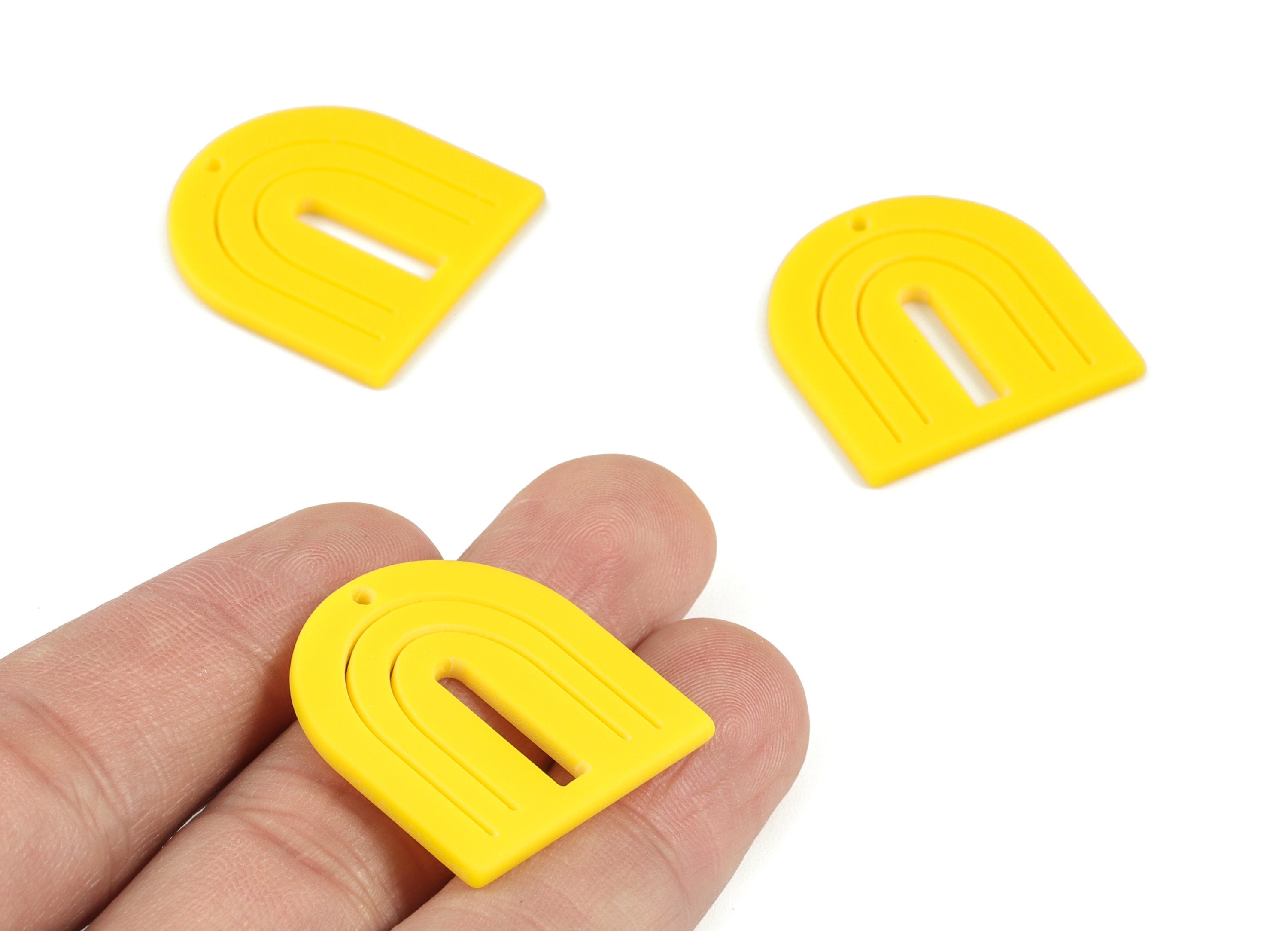 Acrylic Rainbow Earring Charms - Acrylic Yellow Domed Earrings - Jewelry Supplies - Color Code:A499 - 27.52x26.09x2.1mm - AC2130-A499 - DOMEDBAZAAR