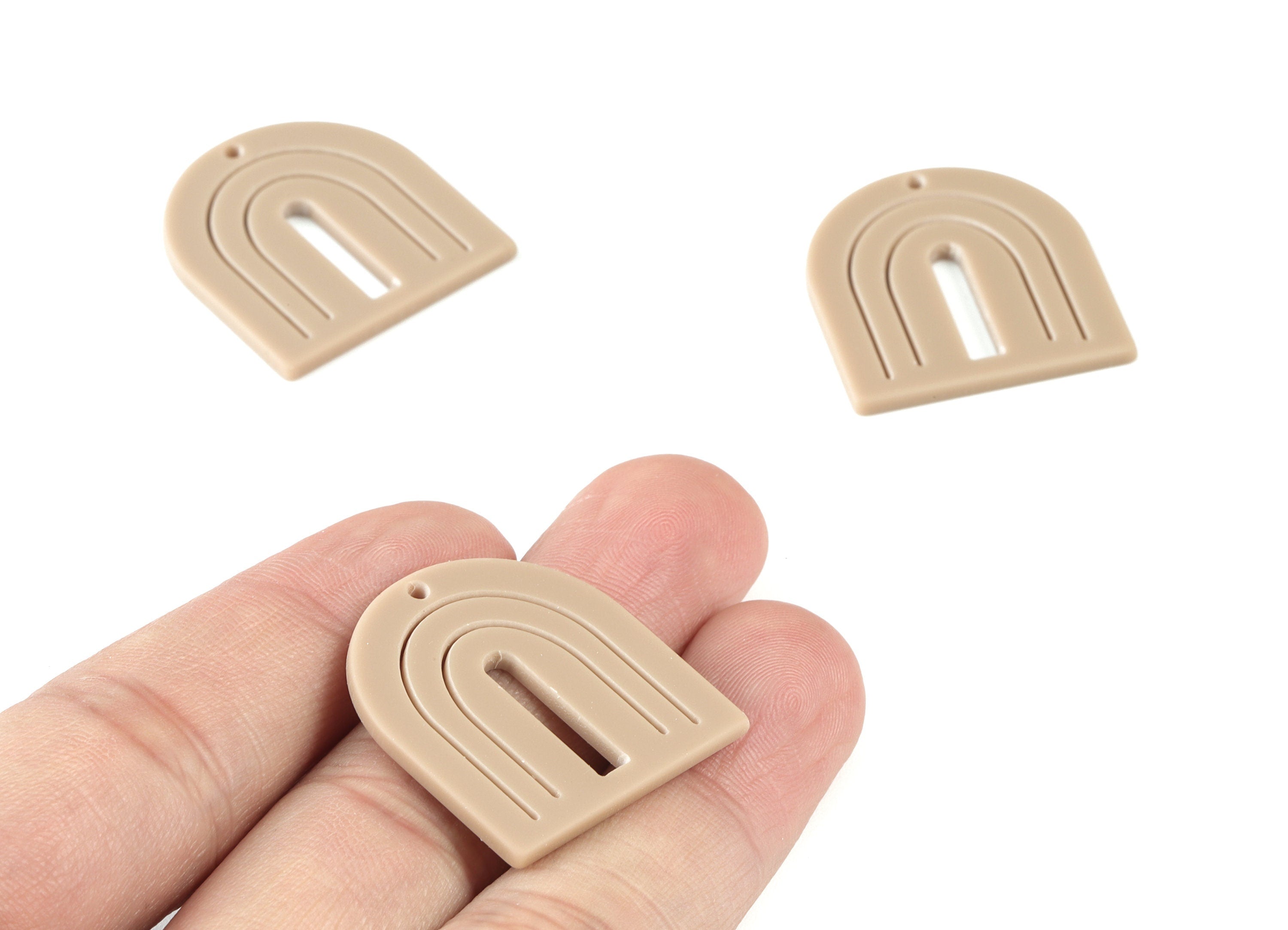 Acrylic Rainbow Brown Earring Charms - Acrylic Domed Earrings - Jewellery Supplies - Color Code:A498 - 27.52x26.09x2.1mm - AC2130-A498 - DOMEDBAZAAR