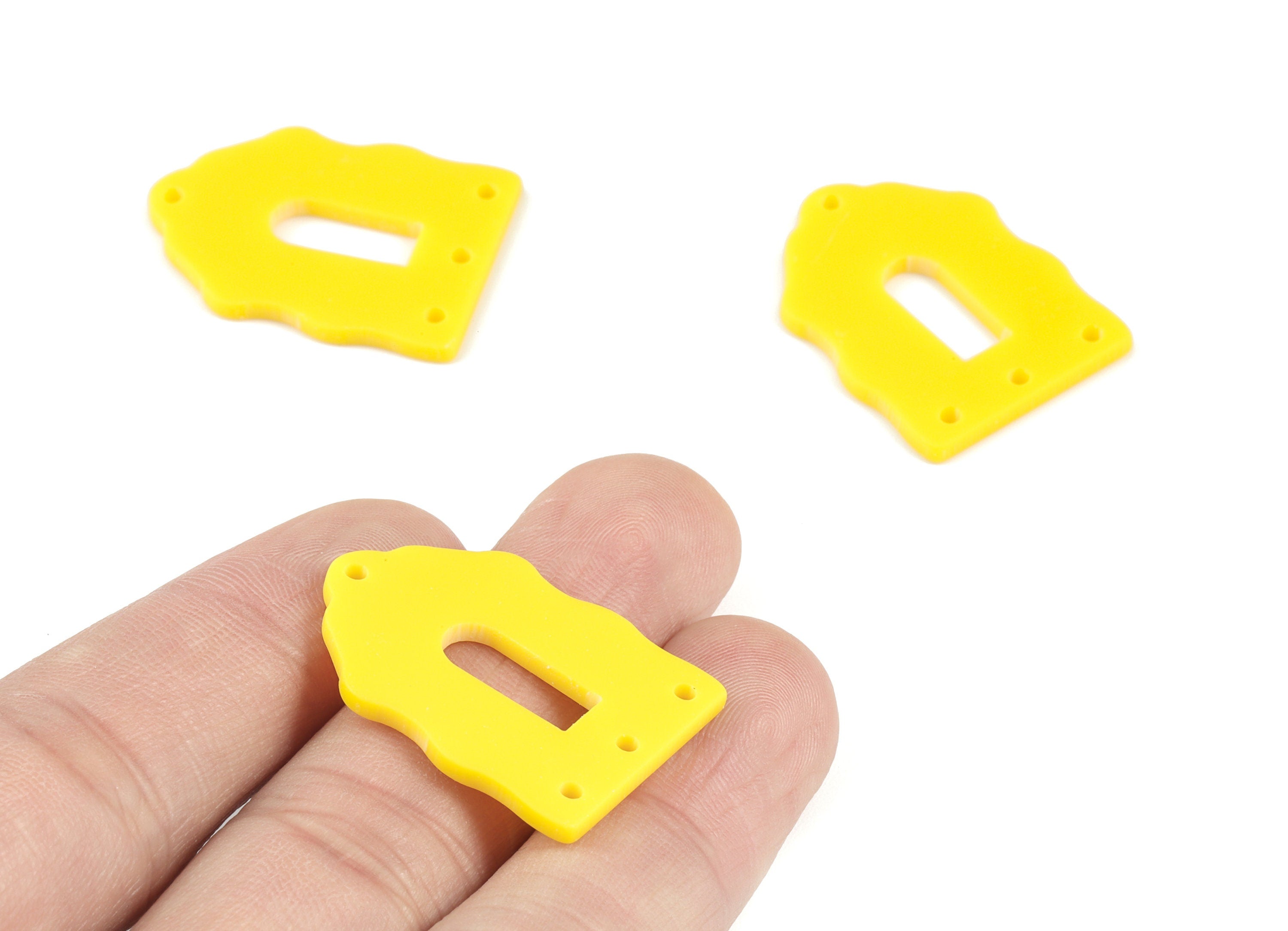 Acrylic Yellow Home Earring Connector - Acrylic Home Earring Charms - Jewelry Supplies - Color Code:A499 - 29.52x21.98x1.82mm - AC2119-A499 - DOMEDBAZAAR
