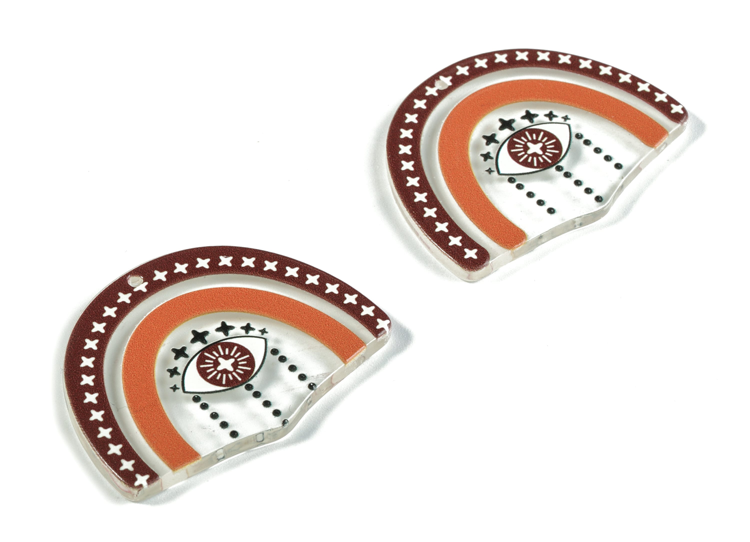 Acrylic Shield Eye Earring Charms - Acrylic Rainbow Stars Earrings - Earring Finding - Jewelry Supplies - 39.24x29.53x2.94mm - AC2149A - DOMEDBAZAAR