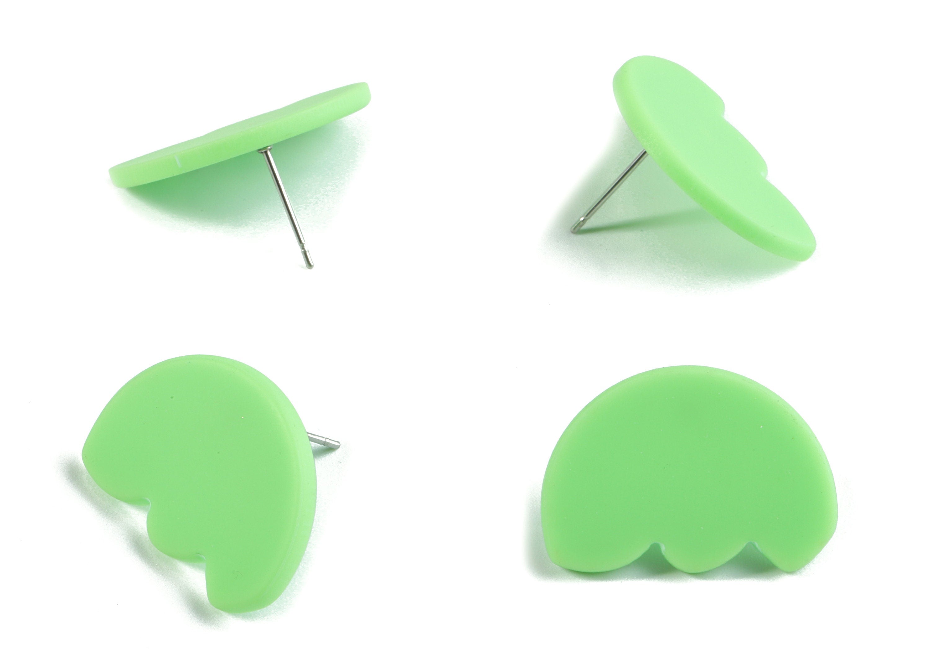 Acrylic Green Flower Earring Stud - Acrylic Flower Earring Post - Jewelry Supplies - Color Code:A469- 24.75x17.5x2.28mm - AC2150-A469 - DOMEDBAZAAR