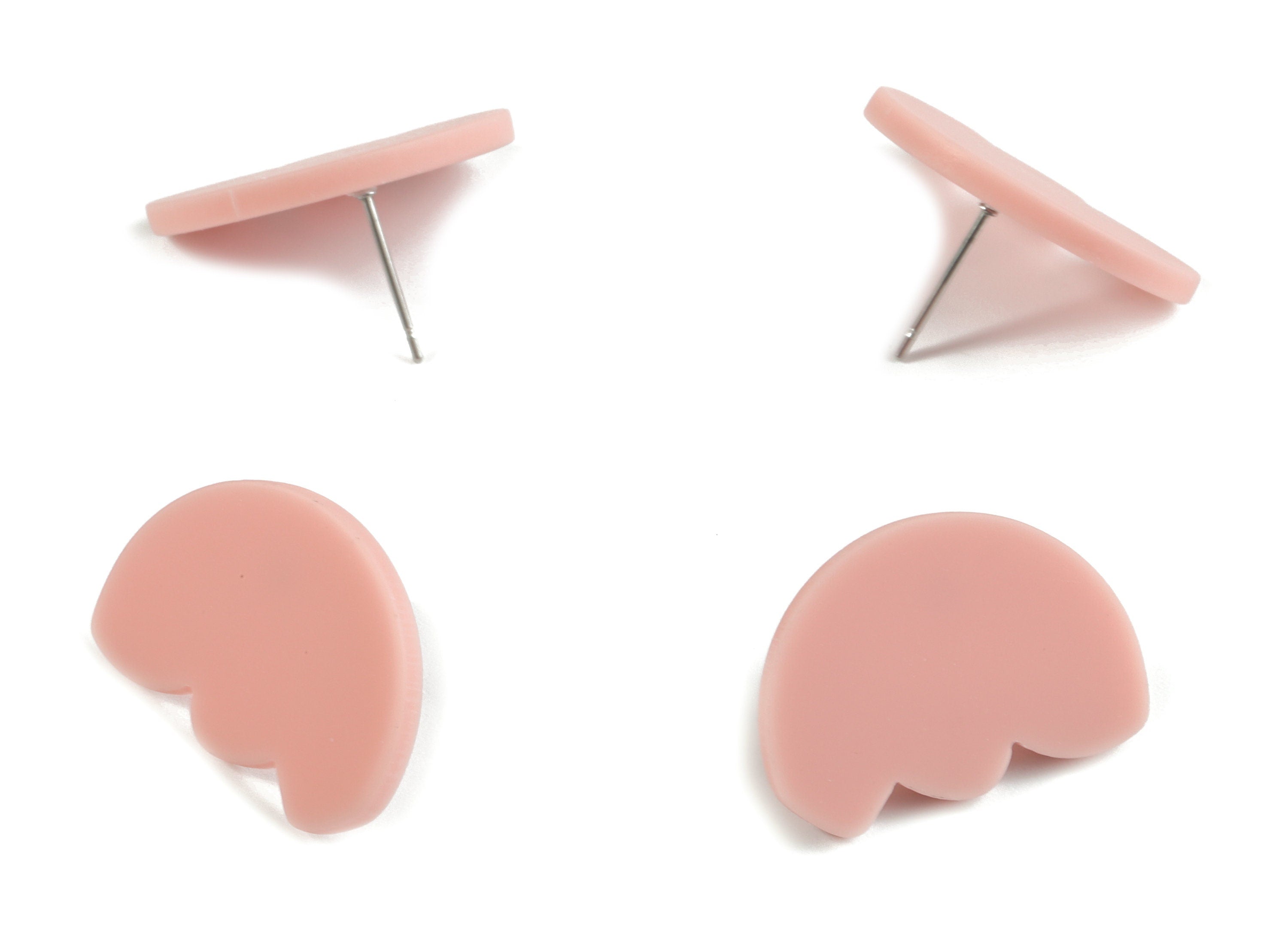 Acrylic Pink Flower Earring Stud - Acrylic Flower Earring Post - Jewellery Supplies - Color Code:A473 - 24.64x17.48x2.27mm - AC2150-A473 - DOMEDBAZAAR