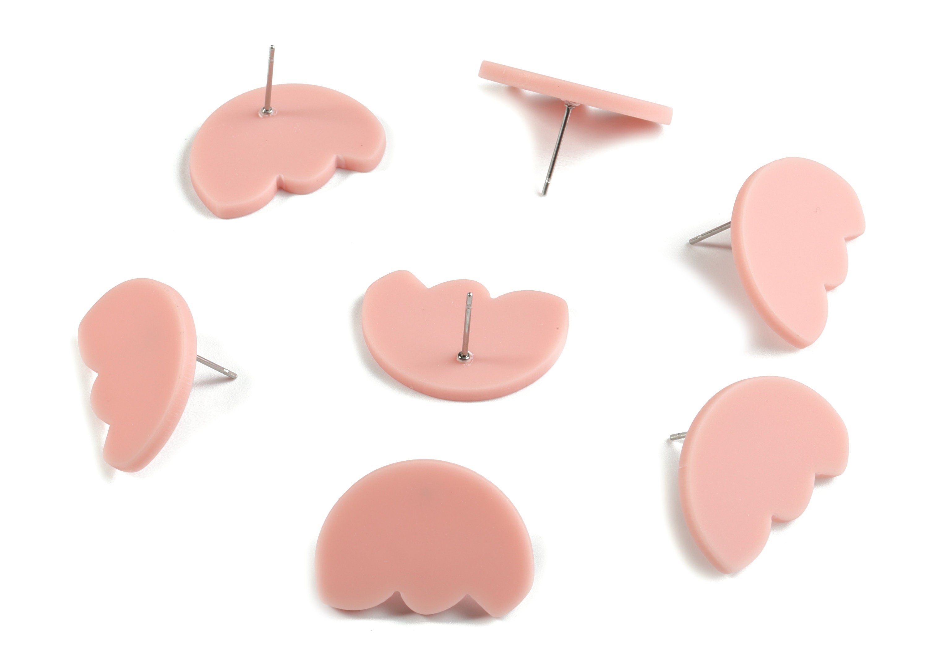 Acrylic Pink Flower Earring Stud - Acrylic Flower Earring Post - Jewellery Supplies - Color Code:A473 - 24.64x17.48x2.27mm - AC2150-A473 - DOMEDBAZAAR