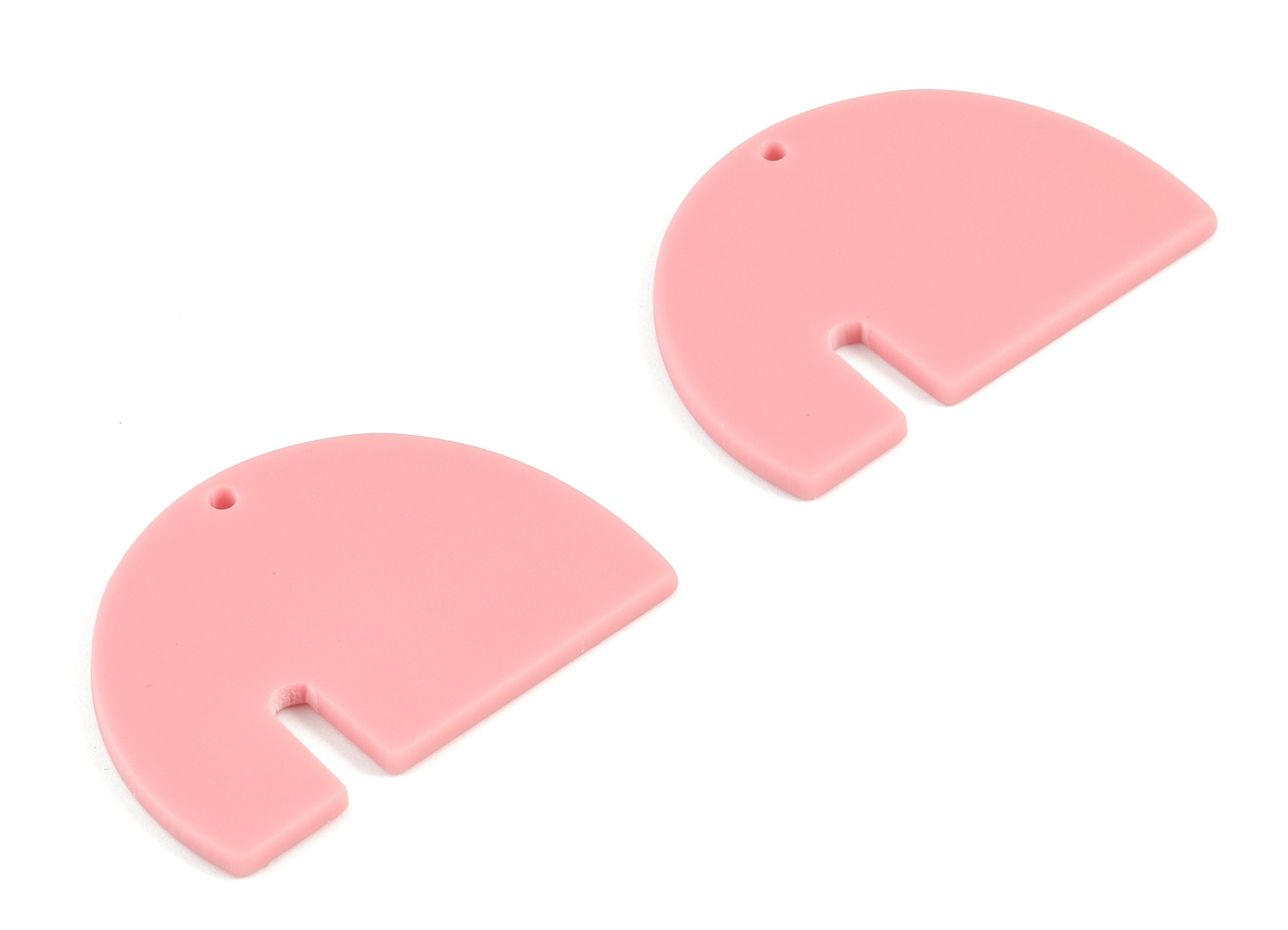 Acrylic Pink Half Moon Earring Charms - Acrylic Semicircle Earrings - Jewelry Supplies - Color Code:A471 - 41.41x29.03x2.4mm - AC2126-A471 - DOMEDBAZAAR