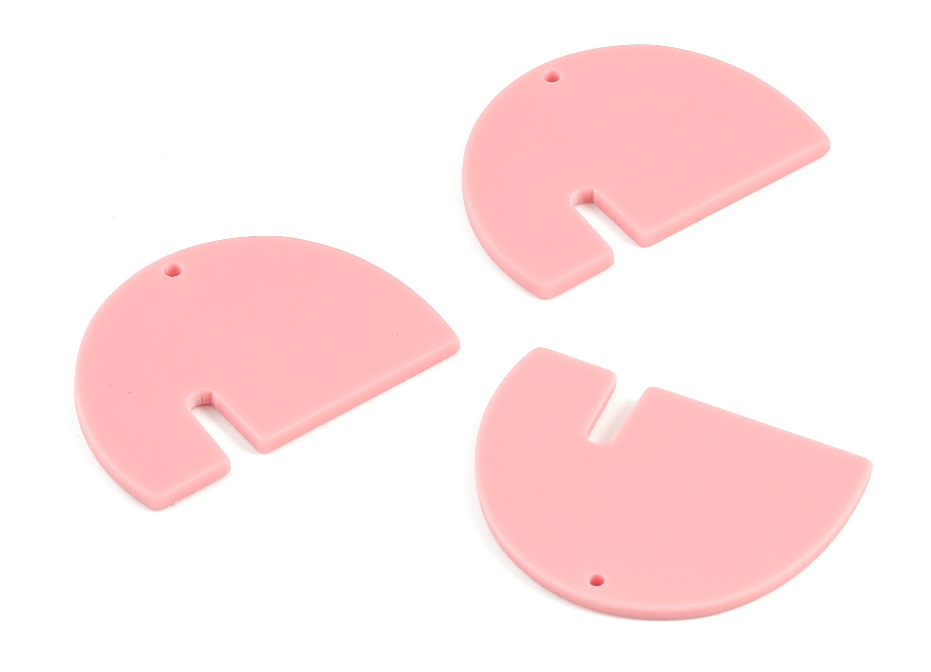 Acrylic Pink Half Moon Earring Charms - Acrylic Semicircle Earrings - Jewelry Supplies - Color Code:A471 - 41.41x29.03x2.4mm - AC2126-A471 - DOMEDBAZAAR