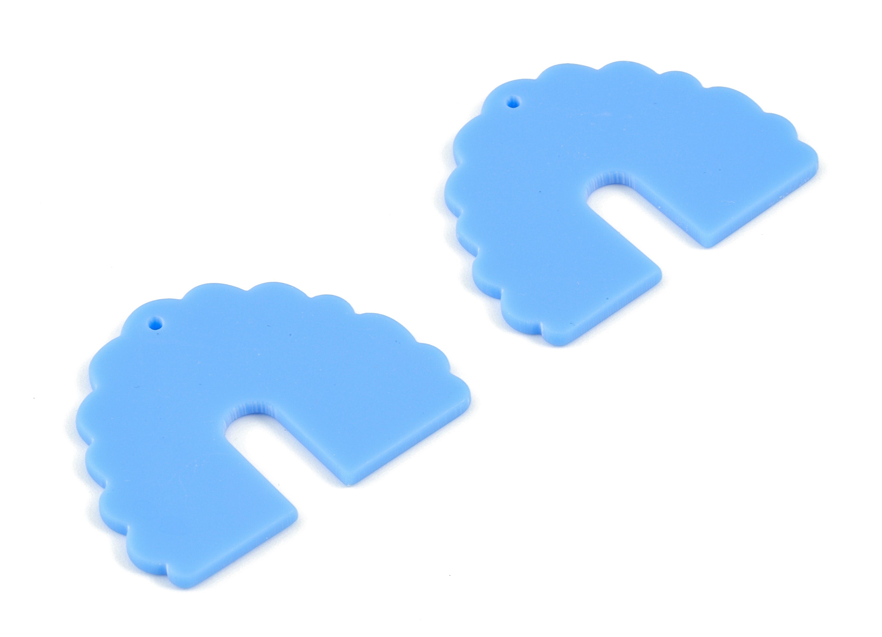 Acrylic Blue Half Moon Earring Charms - Acrylic Domed Charms - Jewelry Supplies - Color Code:A521 - 29.64x37.69x2.16mm - AC2103-A521 - DOMEDBAZAAR