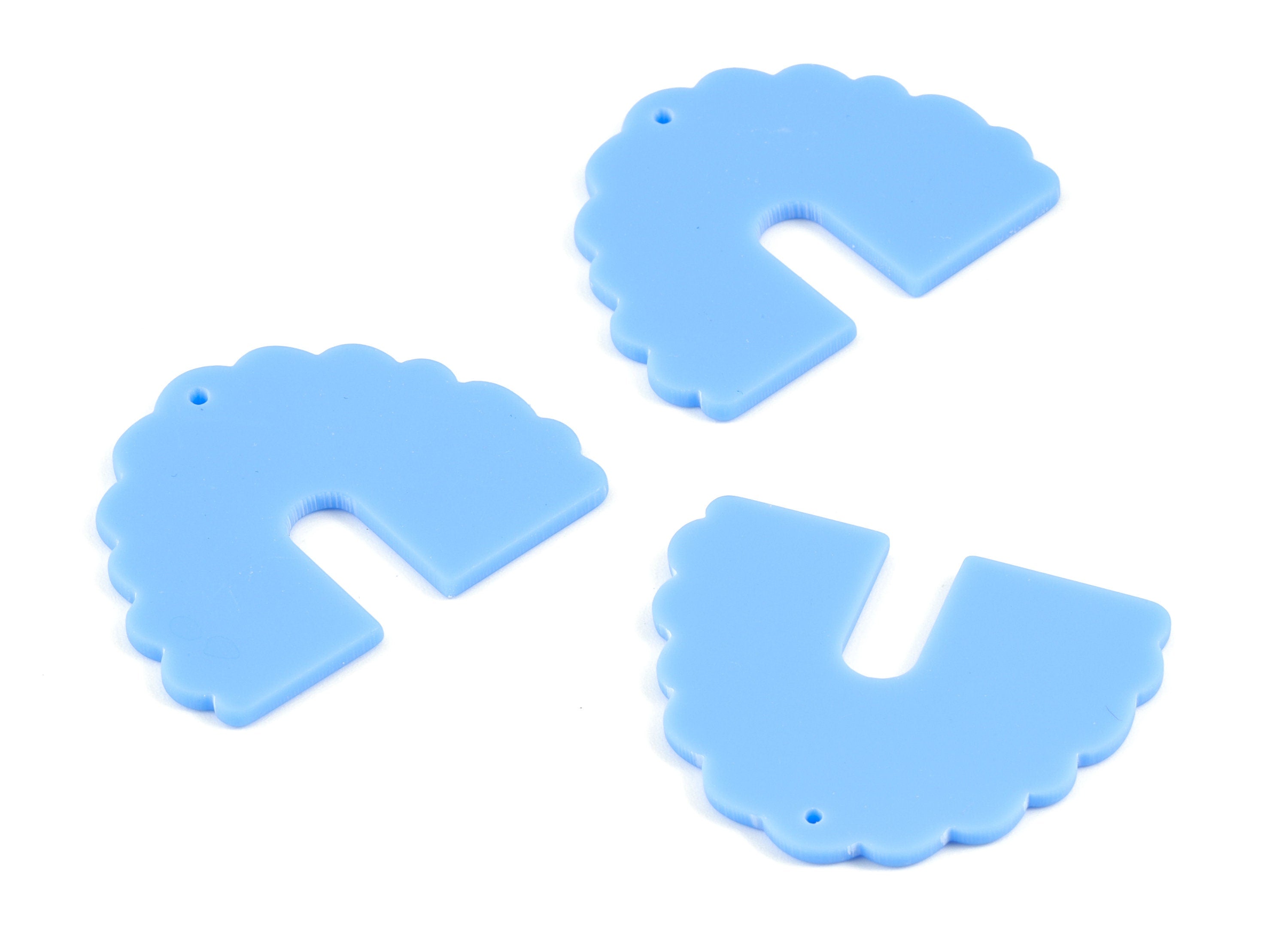 Acrylic Blue Half Moon Earring Charms - Acrylic Domed Charms - Jewelry Supplies - Color Code:A521 - 29.64x37.69x2.16mm - AC2103-A521 - DOMEDBAZAAR