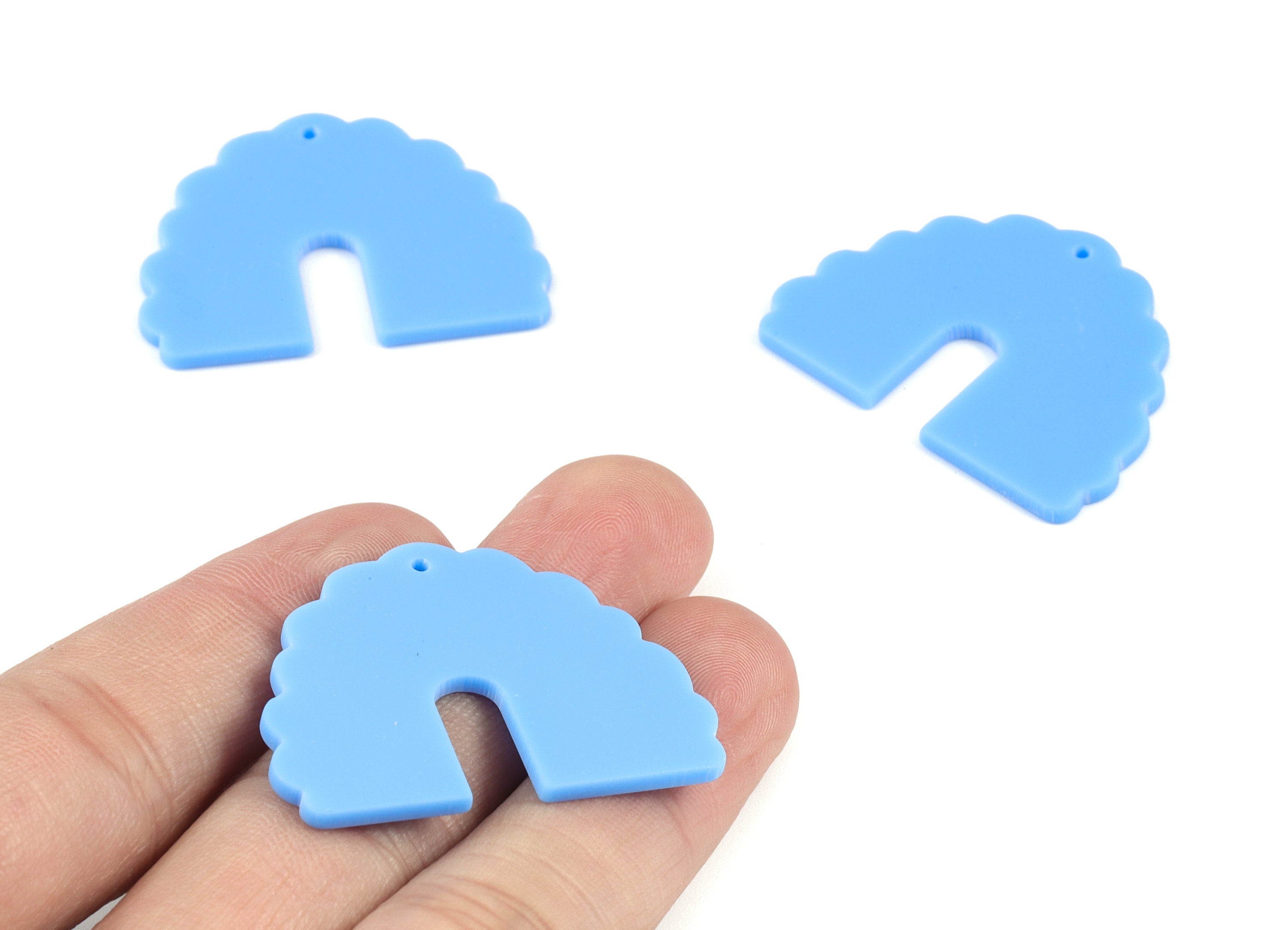 Acrylic Blue Half Moon Earring Charms - Acrylic Domed Charms - Jewelry Supplies - Color Code:A521 - 29.64x37.69x2.16mm - AC2103-A521 - DOMEDBAZAAR