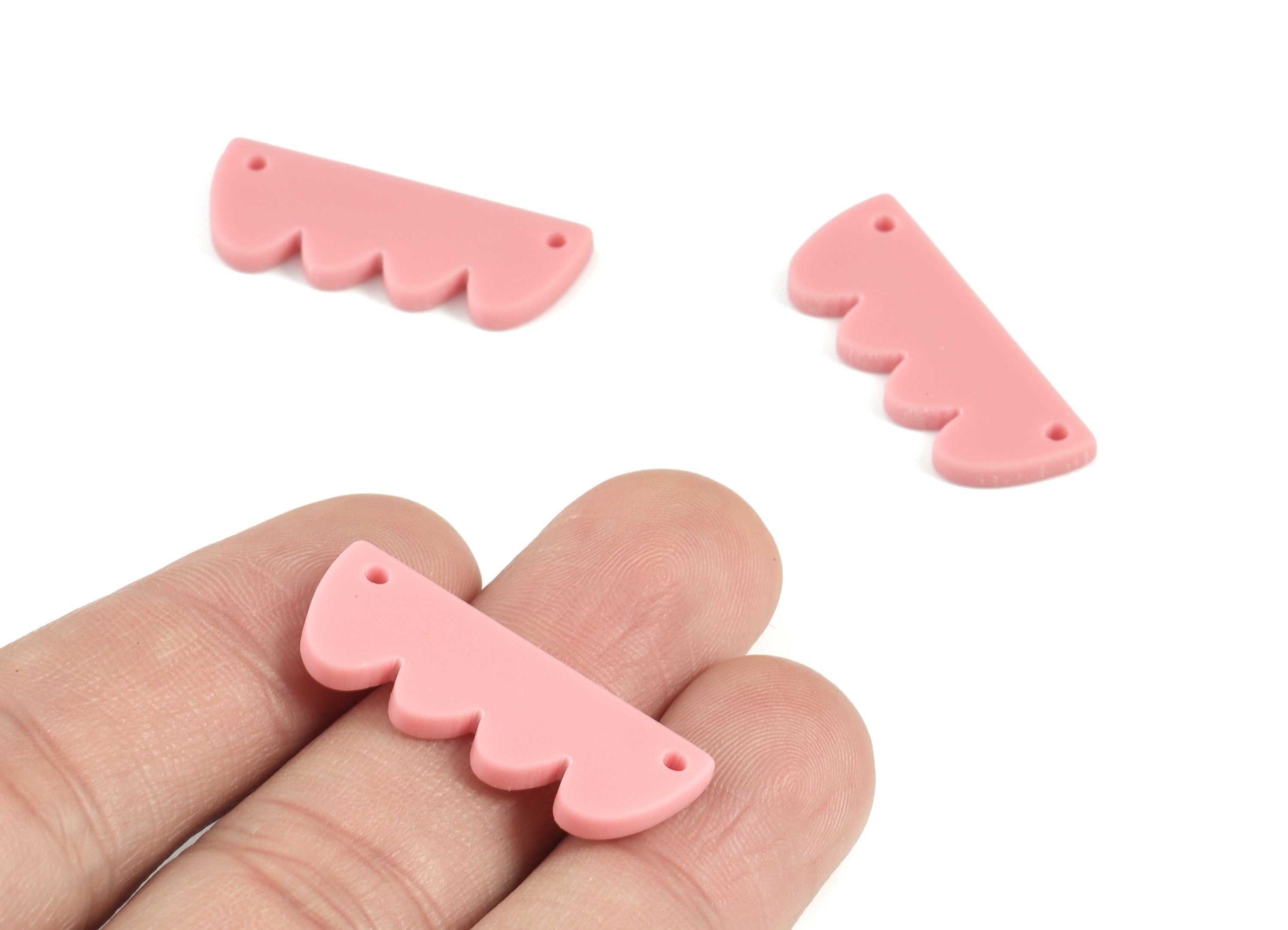 Acrylic Zig Zag Earring Connector - Pink Acrylic Zig Zag Charms - JewelLEry Supplies - Color Code:A471 - 30.06x11.59x2.15mm - AC2112-A471 - DOMEDBAZAAR