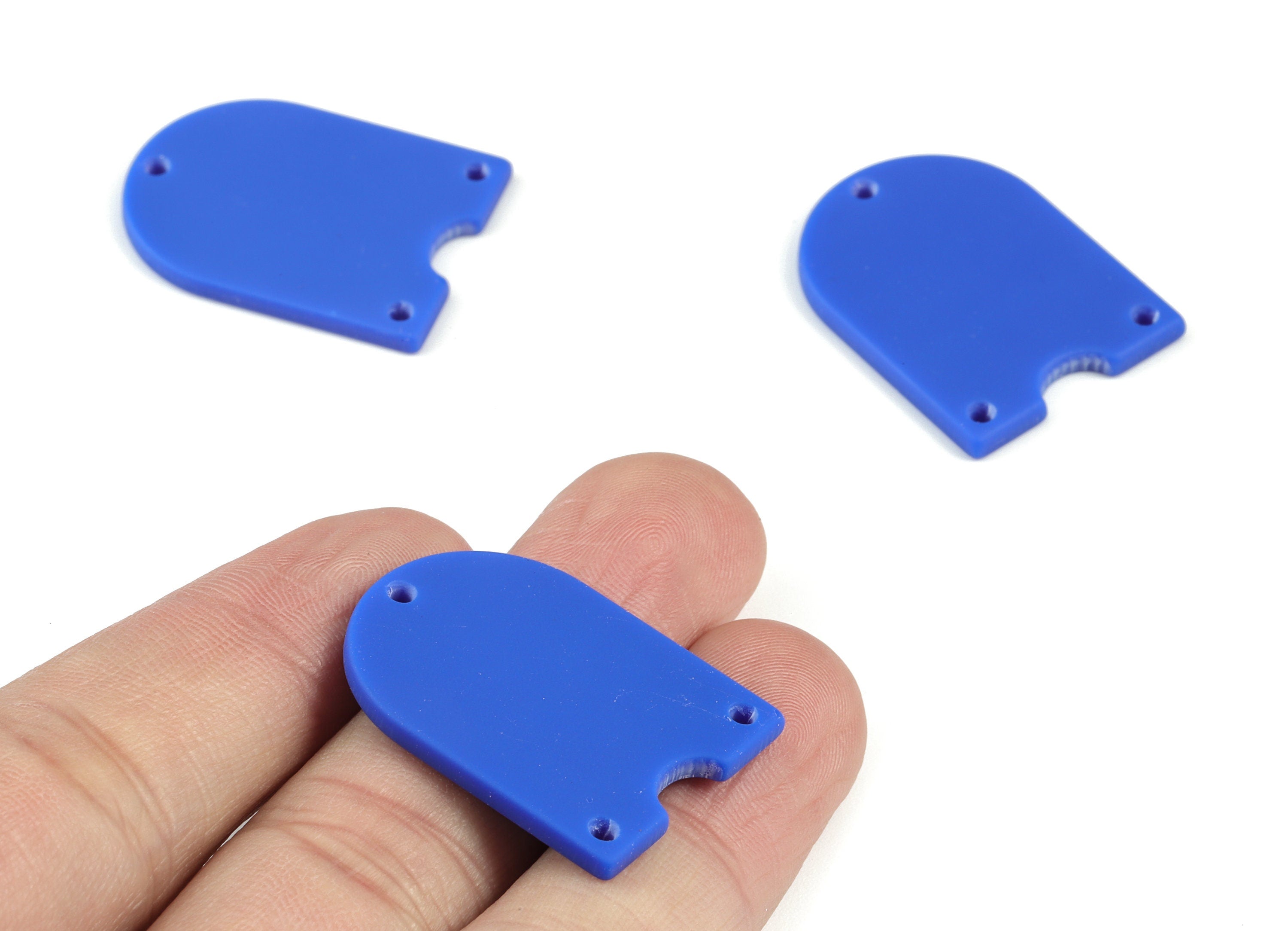 Acrylic Domed Earring Connector - 3 Holes - Acrylic Blue Domed Charms - Jewelry Supplies - Color Code:A522 - 29.8x21.99x1.97mm - AC2104-A522 - DOMEDBAZAAR