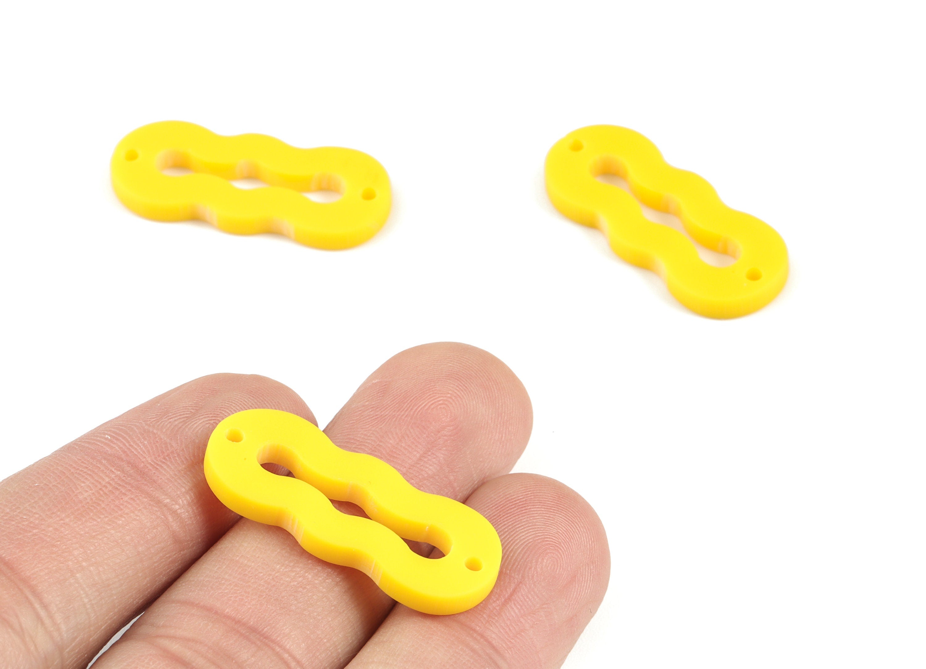 Acrylic Mini Oval Earring Connector - Yellow Acrylic Oval Earring Charms - Jewelry Supplies - Color Code:A499 - 29.7x12.36x2mm - AC2122-A499 - DOMEDBAZAAR