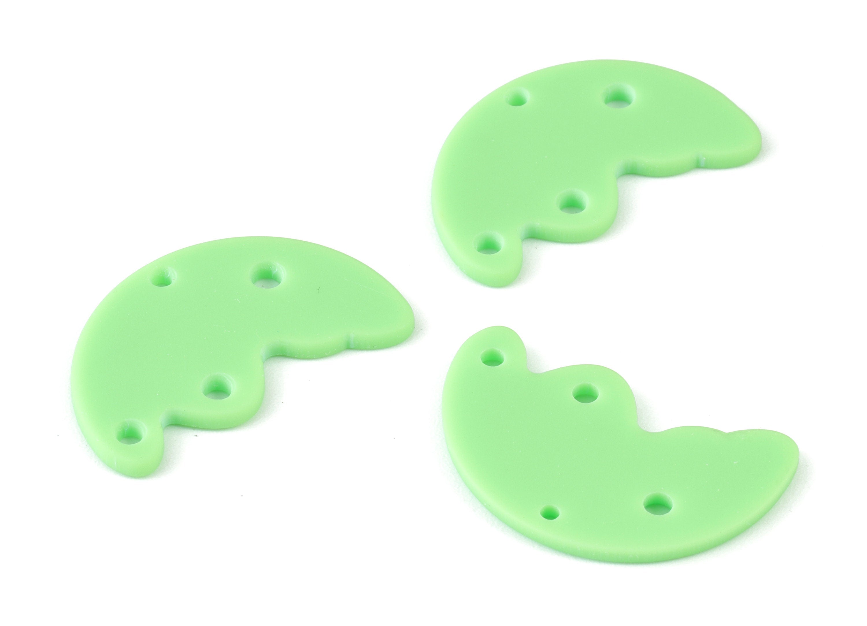 Acrylic Green Semicircle Earring Connector - 4 Holes - Acrylic Half Moon Earring Charms - Color Code:A469 - 29.66x17.7x2.94mm - AC2118-A469 - DOMEDBAZAAR