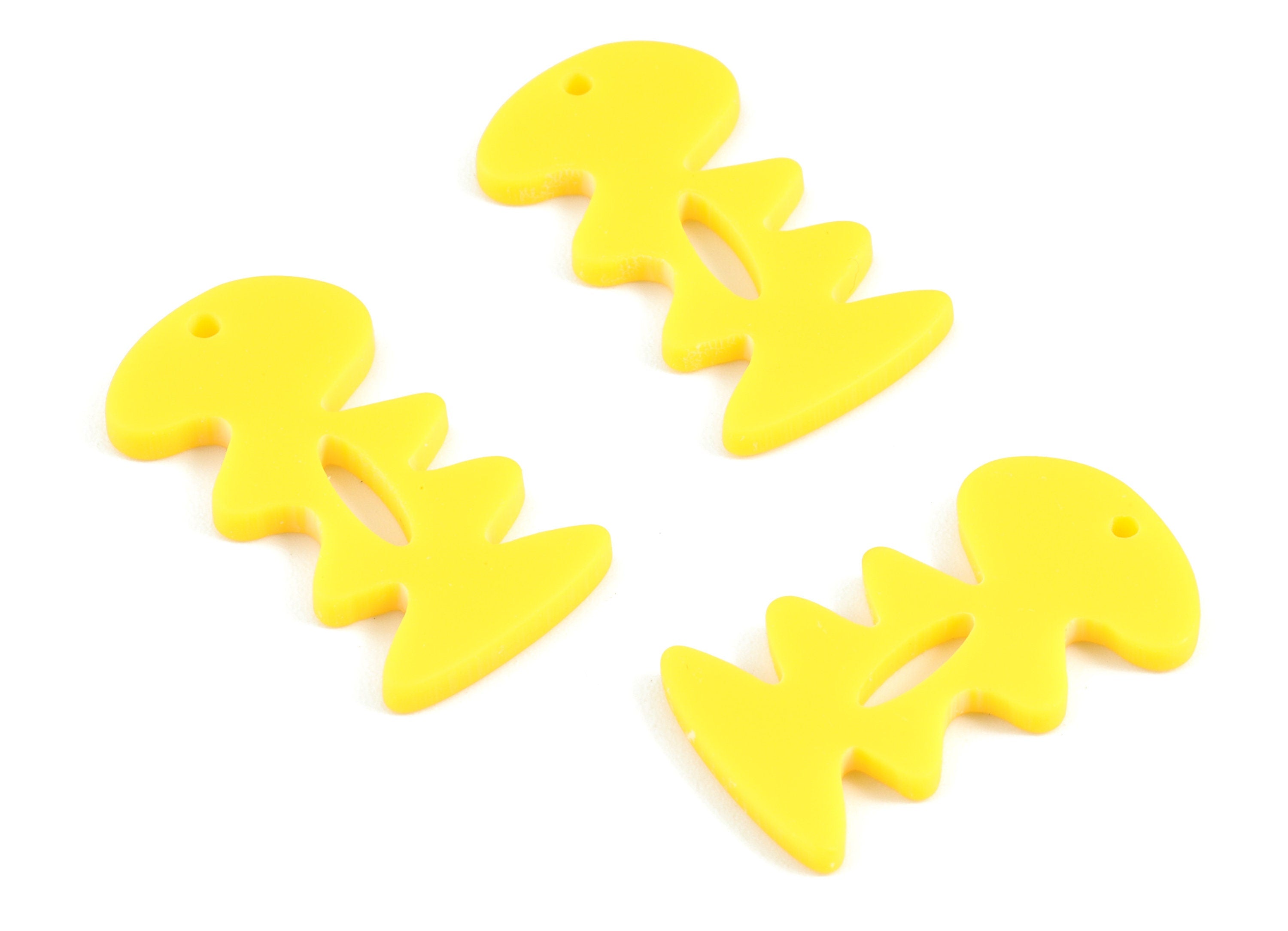 Acrylic Yellow Fishbone Earring Charms - Acrylic Mini Earrings - Jewelry Supplies - Color Code:A499 - 29.48x16.41x2.3mm - AC2128-A499 - DOMEDBAZAAR