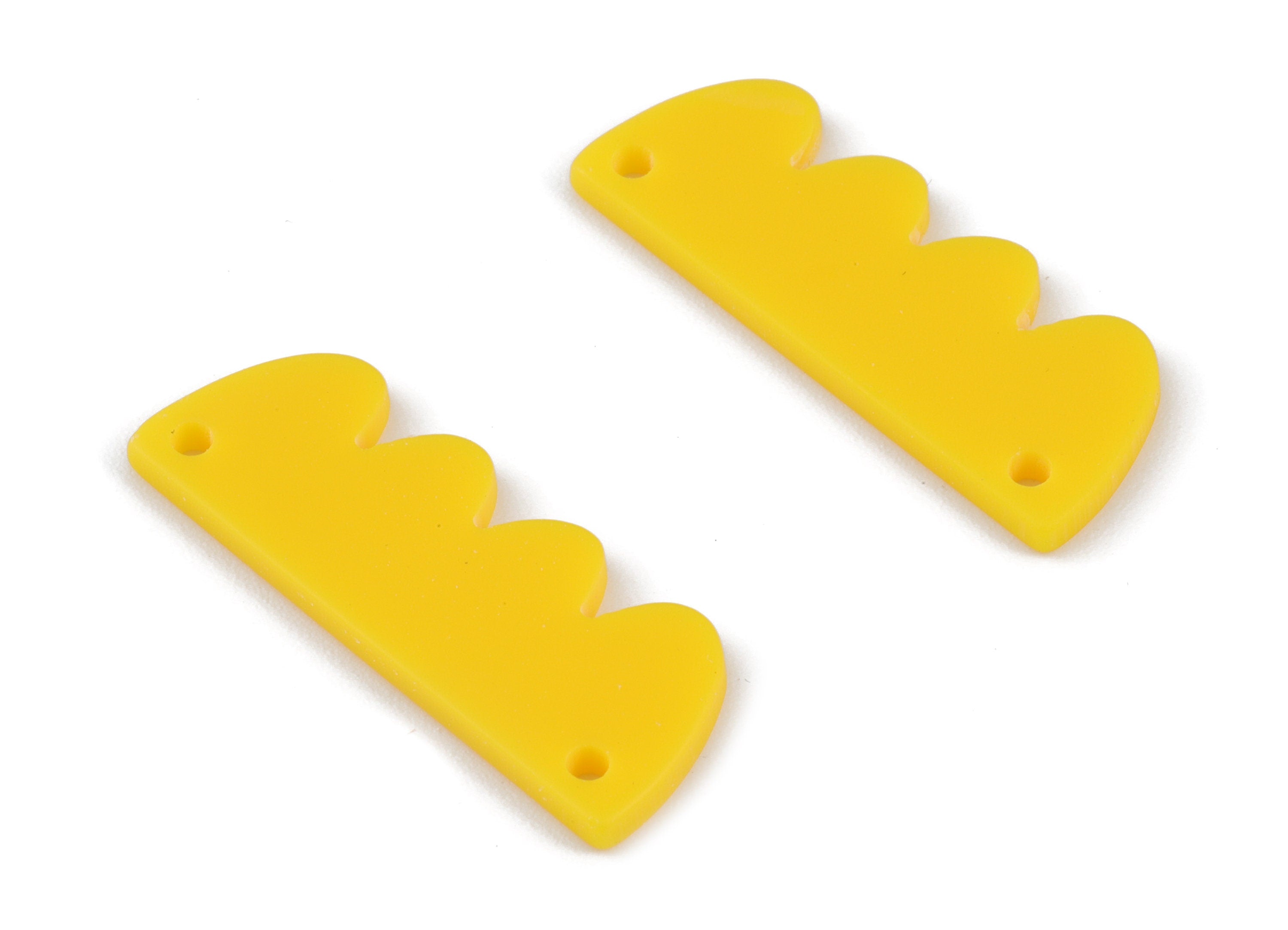 Acrylic Zig Zag Earring Connector - Yellow Acrylic Zig Zag Charms - Jewelry Supplies - Color Code:A499 - 30.06x11.59x2.15mm - AC2112-A499 - DOMEDBAZAAR