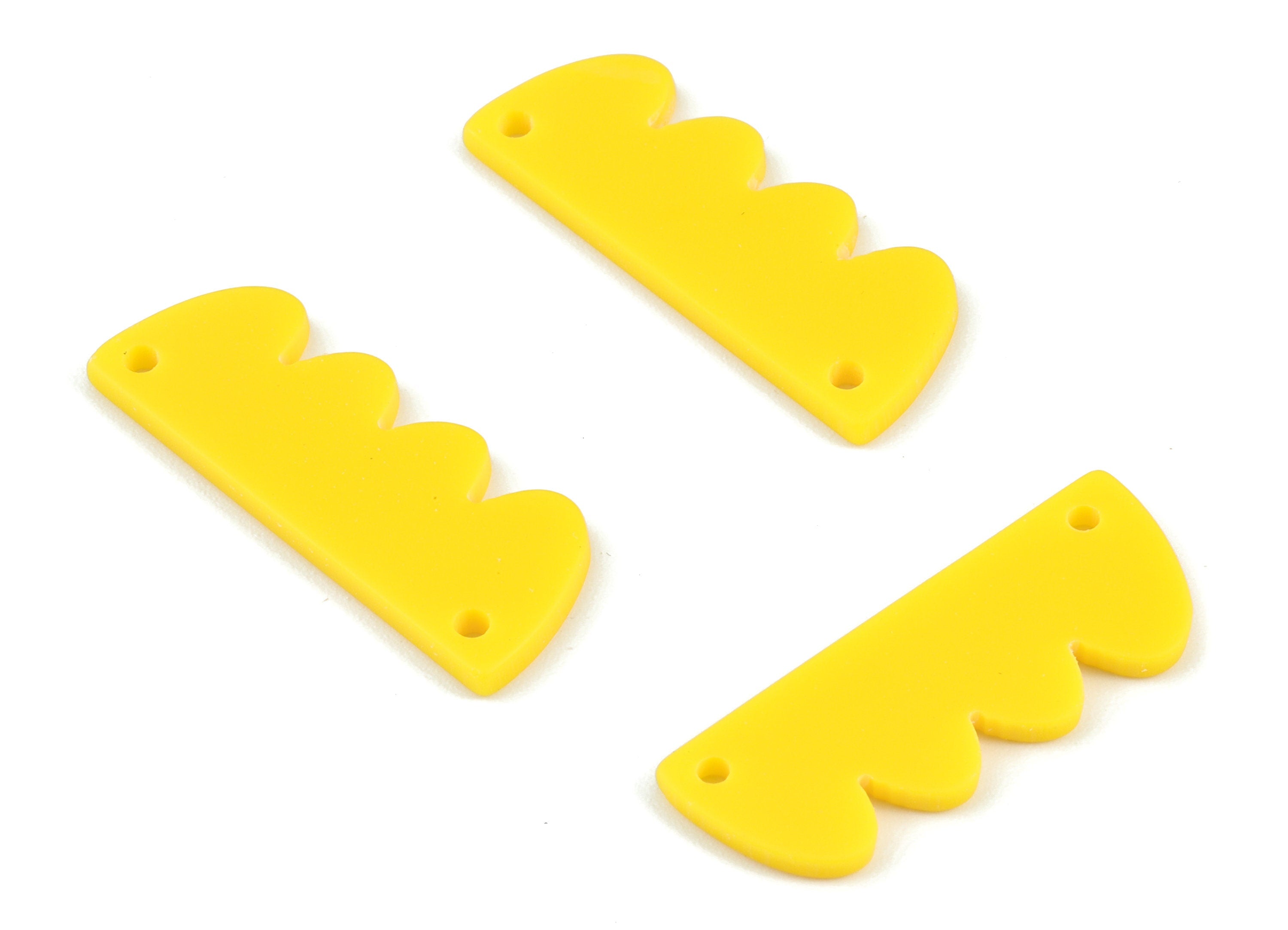 Acrylic Zig Zag Earring Connector - Yellow Acrylic Zig Zag Charms - Jewelry Supplies - Color Code:A499 - 30.06x11.59x2.15mm - AC2112-A499 - DOMEDBAZAAR