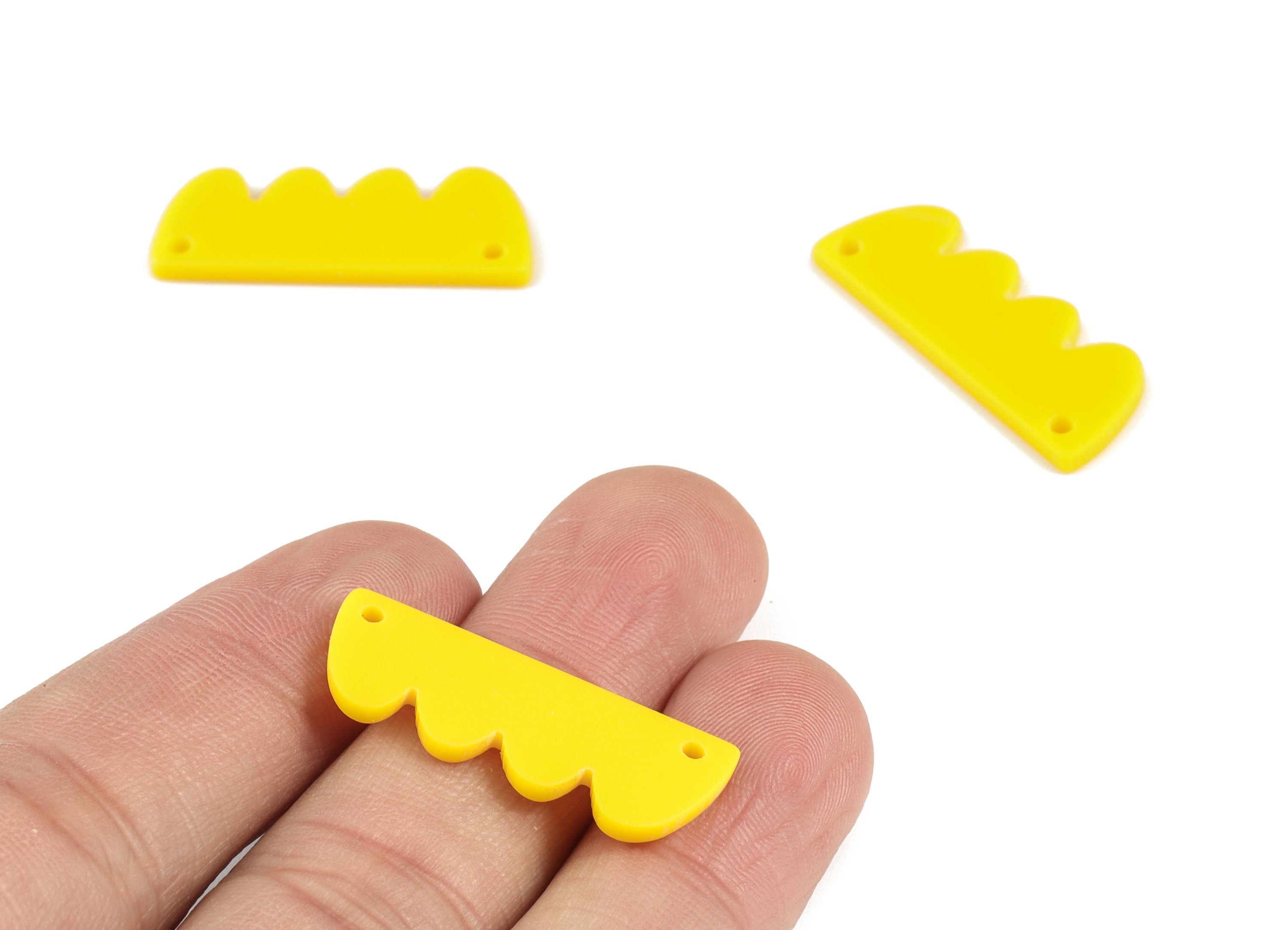 Acrylic Zig Zag Earring Connector - Yellow Acrylic Zig Zag Charms - Jewelry Supplies - Color Code:A499 - 30.06x11.59x2.15mm - AC2112-A499 - DOMEDBAZAAR