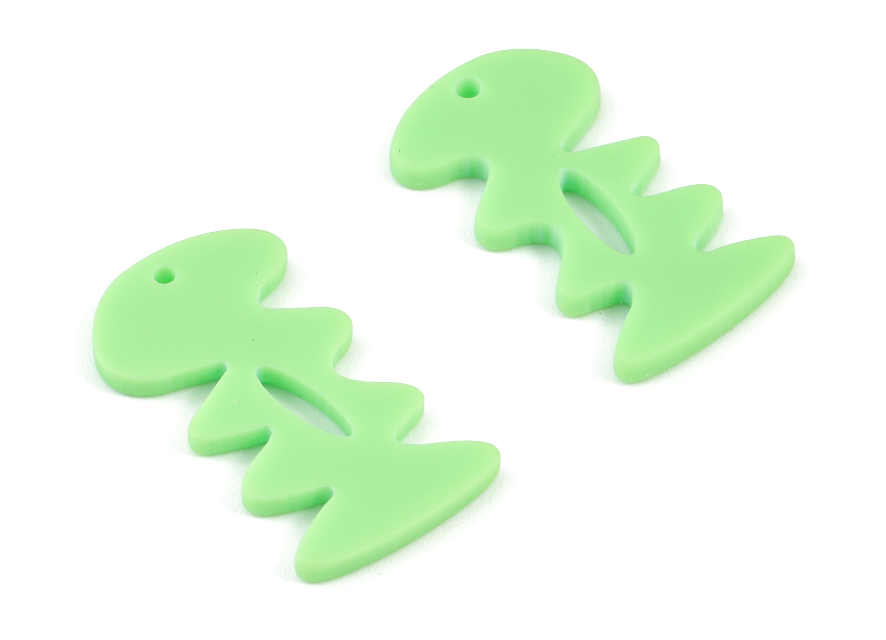 Acrylic Green Fishbone Earring Charms - Acrylic Mini Earrings - Jewelry Supplies - Color Code:A469 - 29.48x16.41x2.3mm - AC2128-A469 - DOMEDBAZAAR