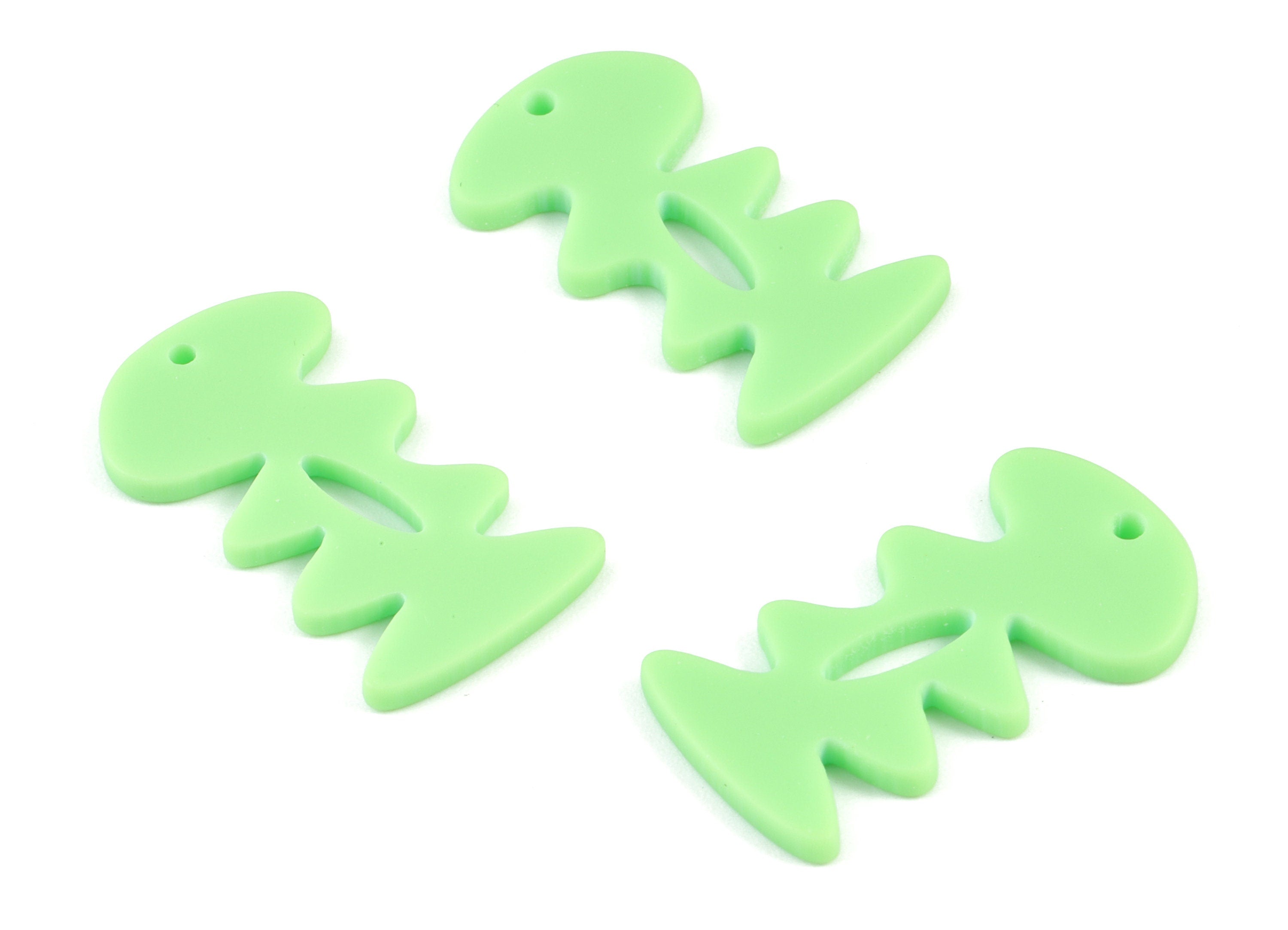 Acrylic Green Fishbone Earring Charms - Acrylic Mini Earrings - Jewelry Supplies - Color Code:A469 - 29.48x16.41x2.3mm - AC2128-A469 - DOMEDBAZAAR