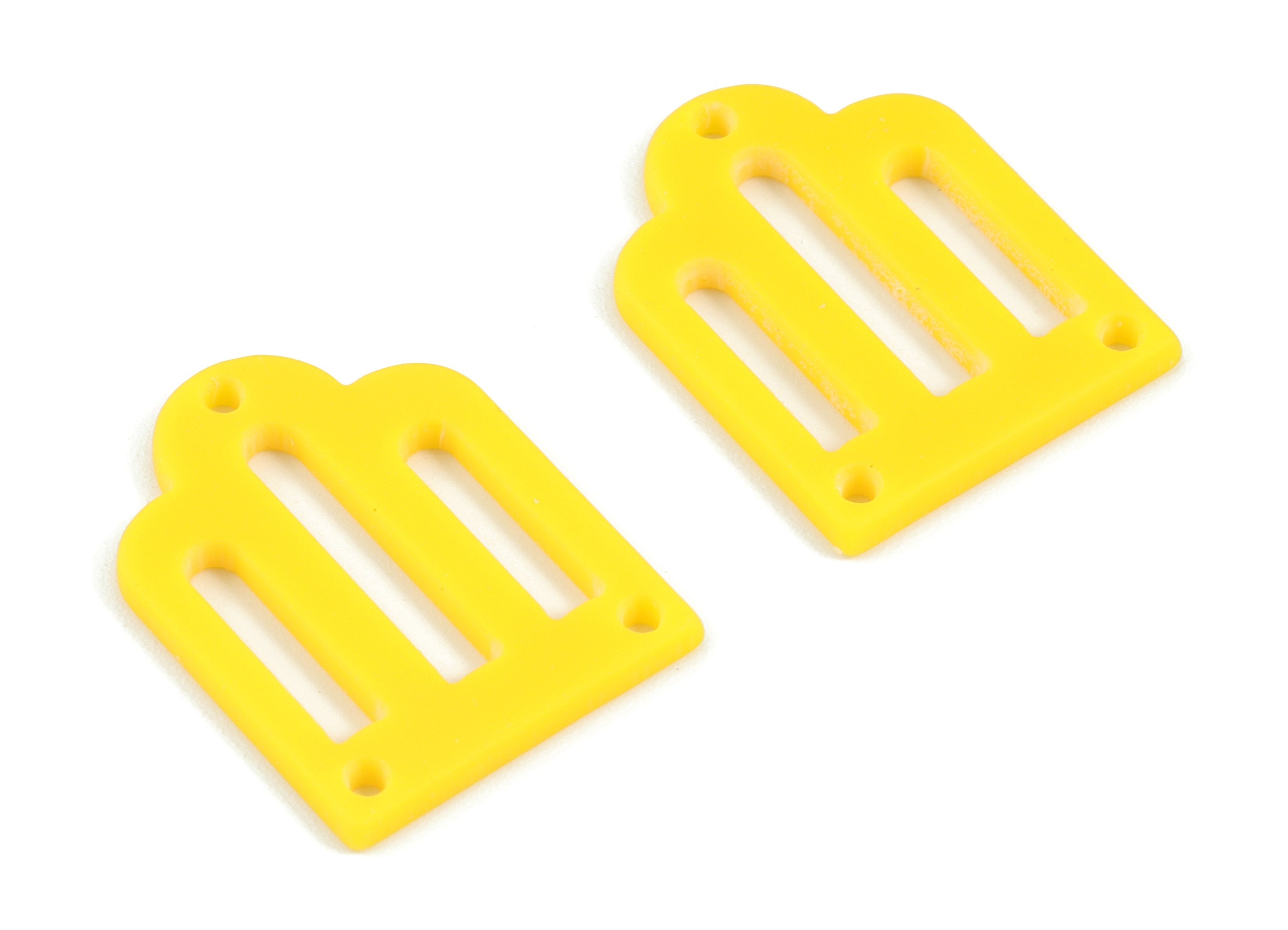 Acrylic Domed Earring Connector - 3 Holes - Acrylic Yellow Domed Earring Charms - Color Code:A499 - 25.82x19.63x2.05mm - AC2105-A499 - DOMEDBAZAAR