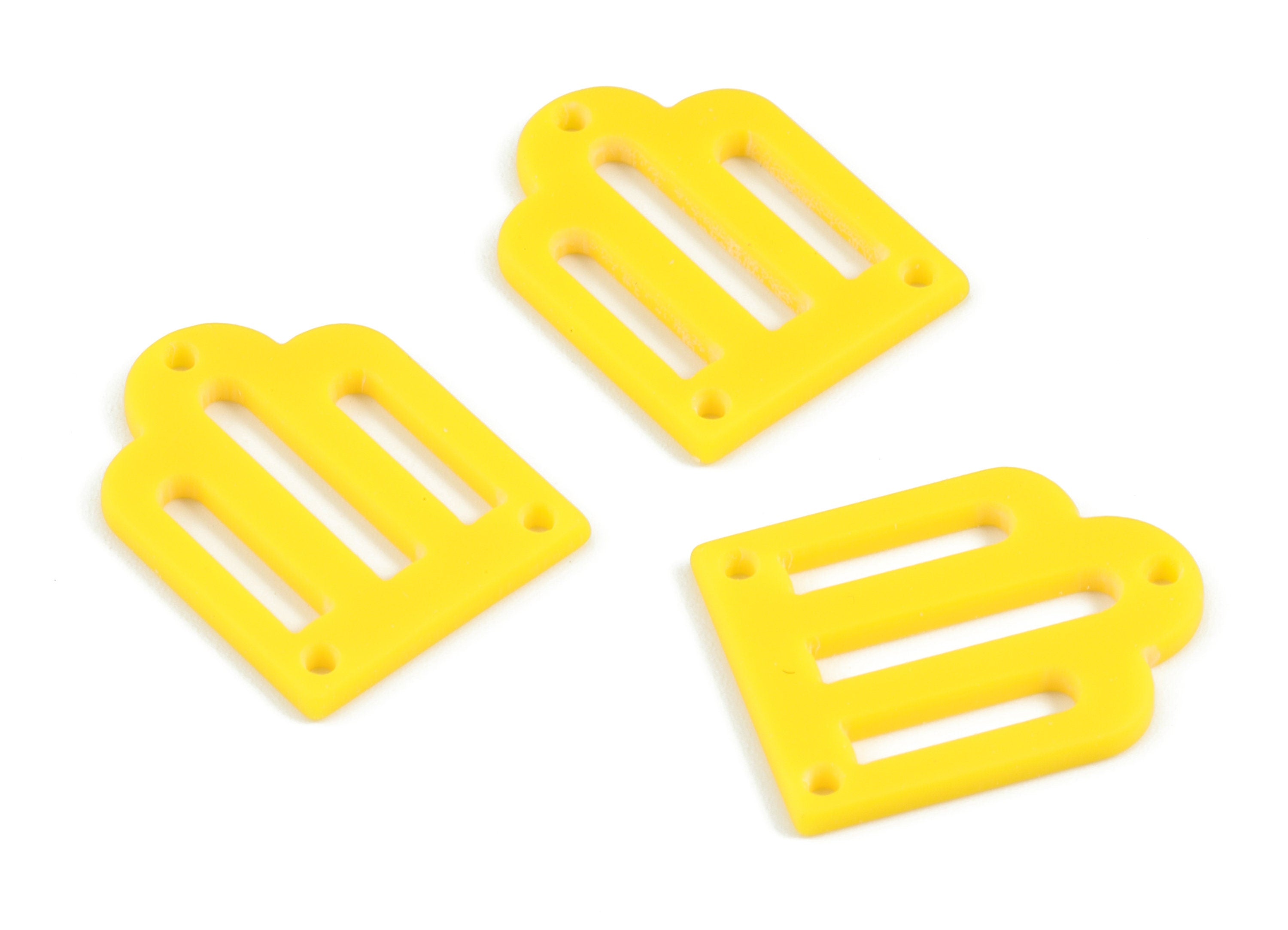 Acrylic Domed Earring Connector - 3 Holes - Acrylic Yellow Domed Earring Charms - Color Code:A499 - 25.82x19.63x2.05mm - AC2105-A499 - DOMEDBAZAAR