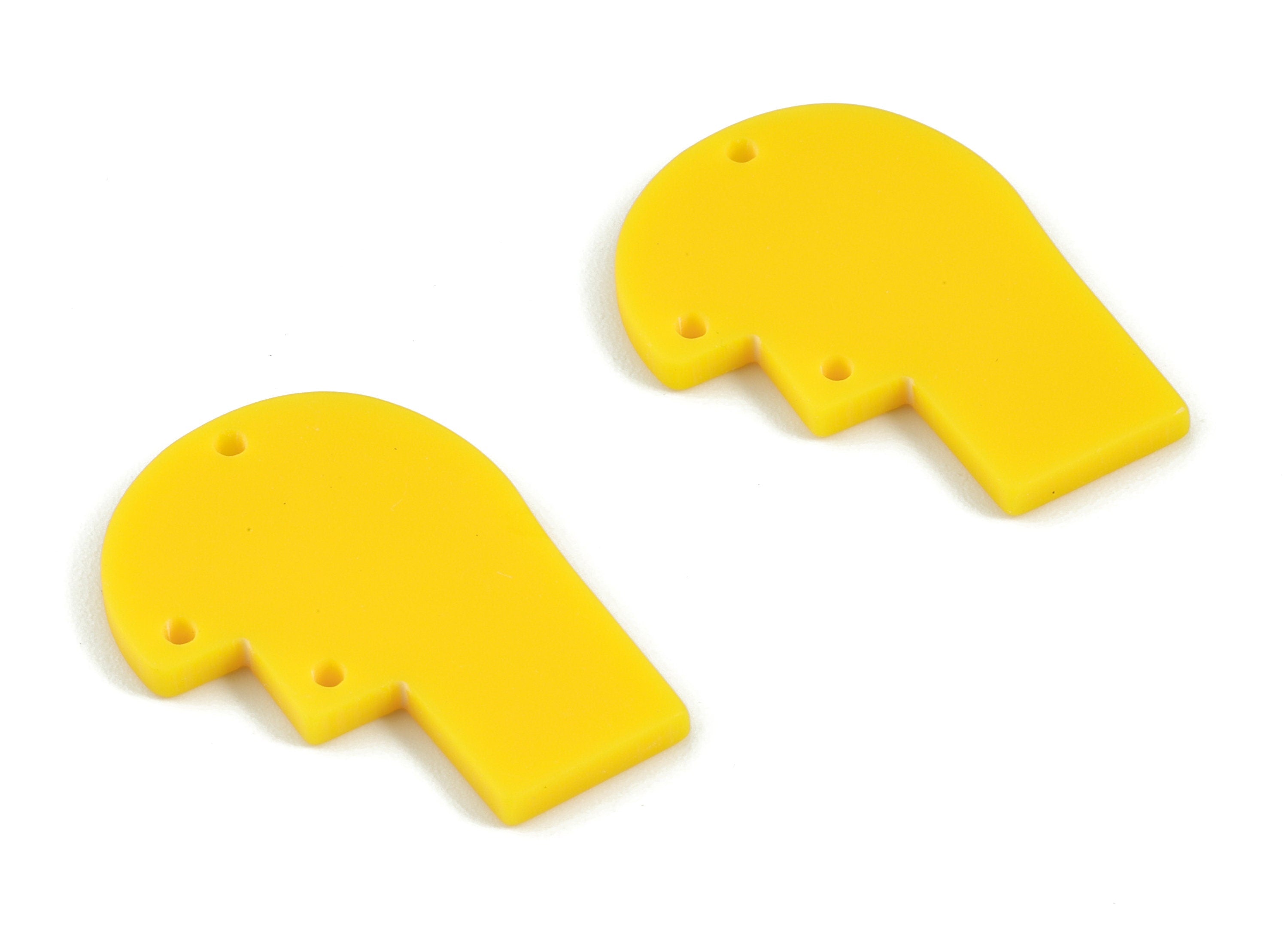 Acrylic Domed Earring Connector - Acrylic Yellow Half Oval Charms - Jewelry Supplies - Color Code:A499 - 29.62x22.34x2.21mm - AC2106-A499 - DOMEDBAZAAR