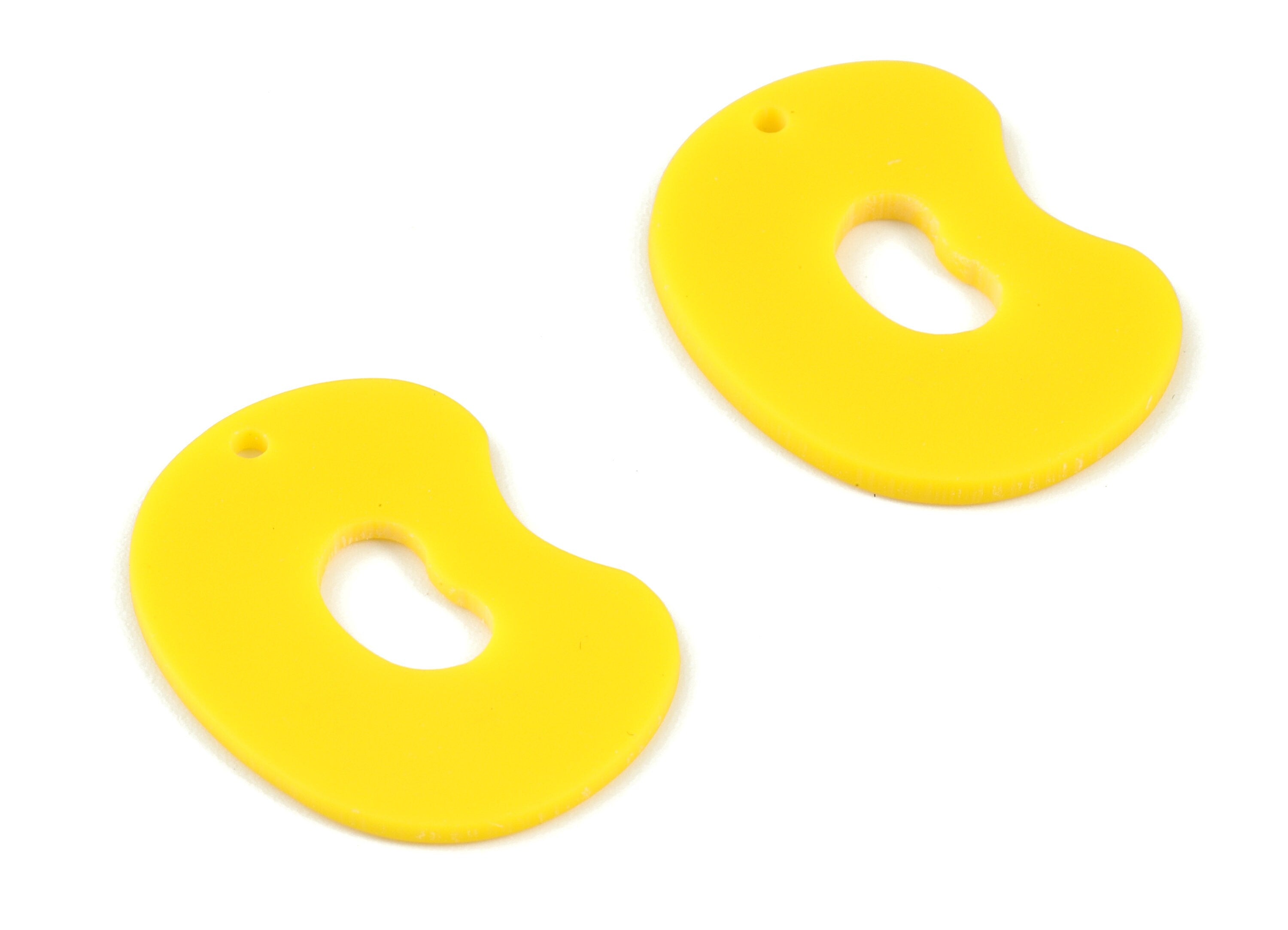 Acrylic Yellow Oval Earring Charms - Acrylic Mini Oval Earrings - Jewelry Supplies - Color Code:A499 - 29.59x22.46x1.55mm - AC2129-A499 - DOMEDBAZAAR