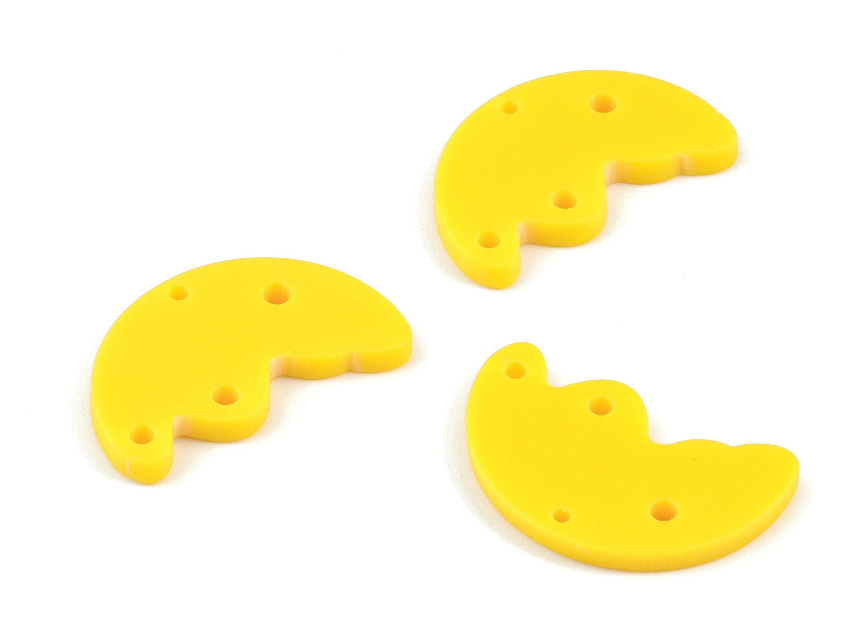 Acrylic Yellow Semicircle Earring Connector - 4 Holes - Acrylic Half Moon Earring Charms - Color Code:A499 - 29.66x17.7x2.94mm - AC2118-A499 - DOMEDBAZAAR