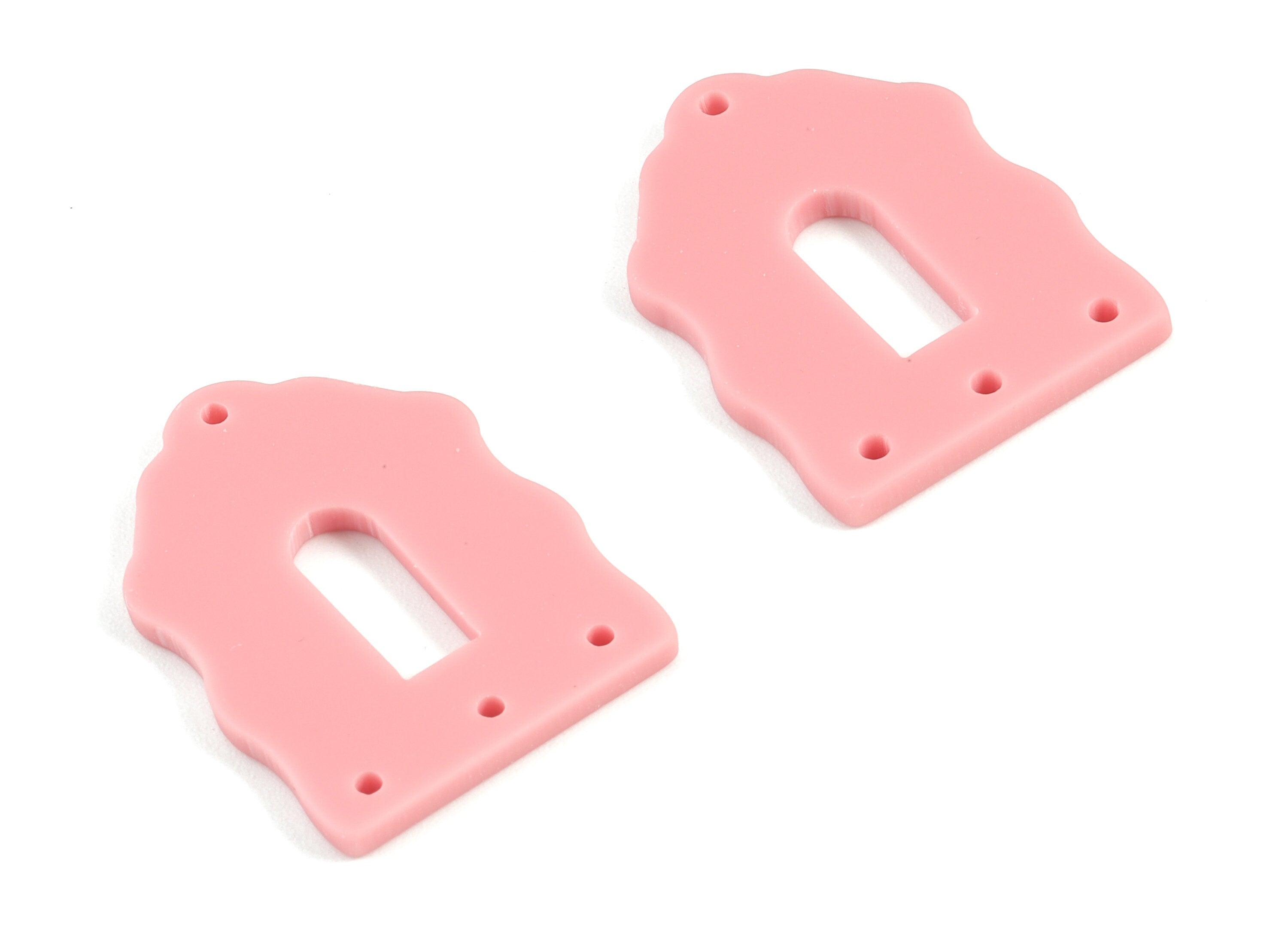 Acrylic Pink Home Earring Connector - Acrylic Home Earring Charms - Jewelry Supplies - Color Code:A471 - 29.52x21.98x1.82mm - AC2119-A471 - DOMEDBAZAAR