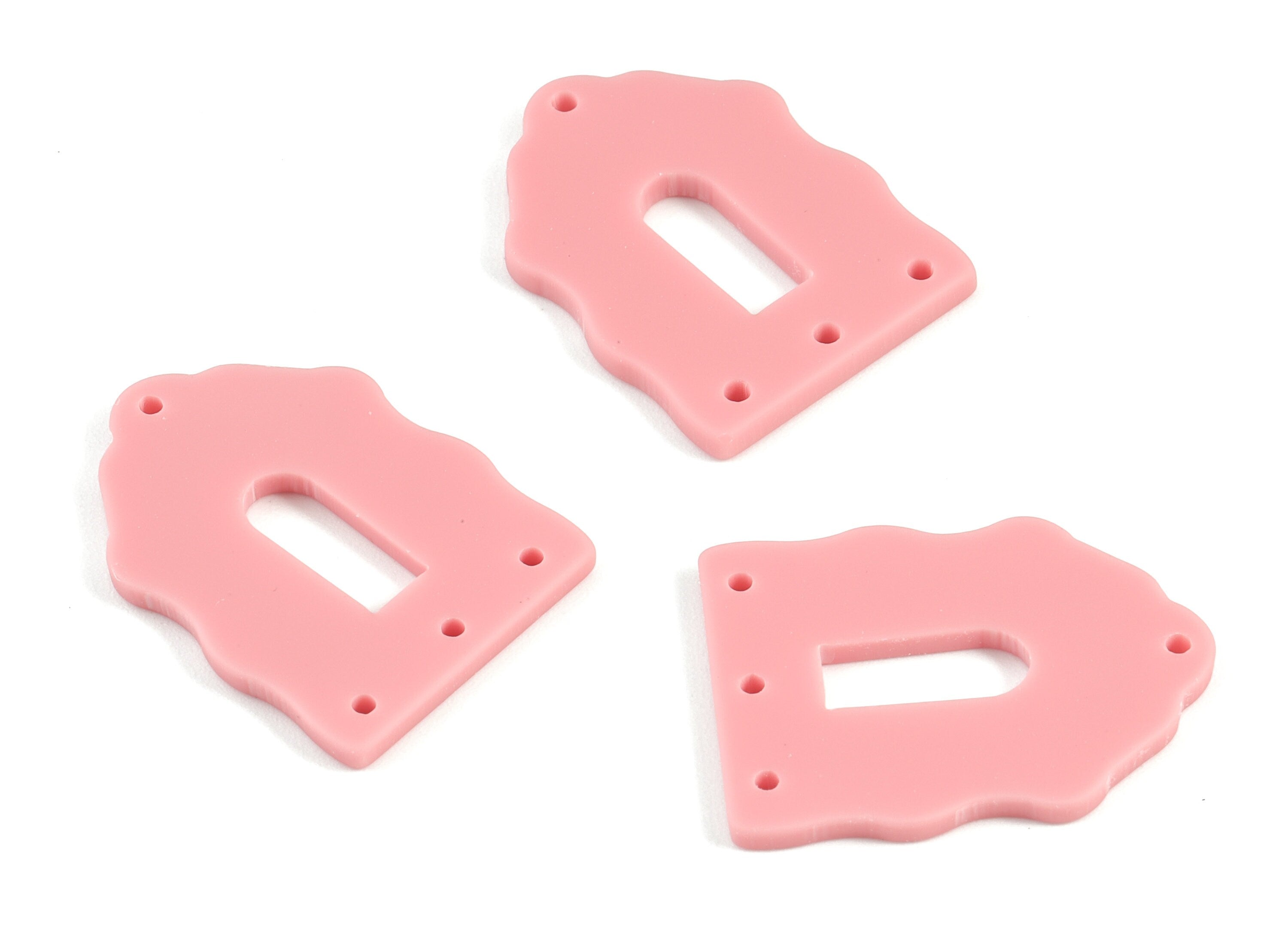Acrylic Pink Home Earring Connector - Acrylic Home Earring Charms - Jewelry Supplies - Color Code:A471 - 29.52x21.98x1.82mm - AC2119-A471 - DOMEDBAZAAR