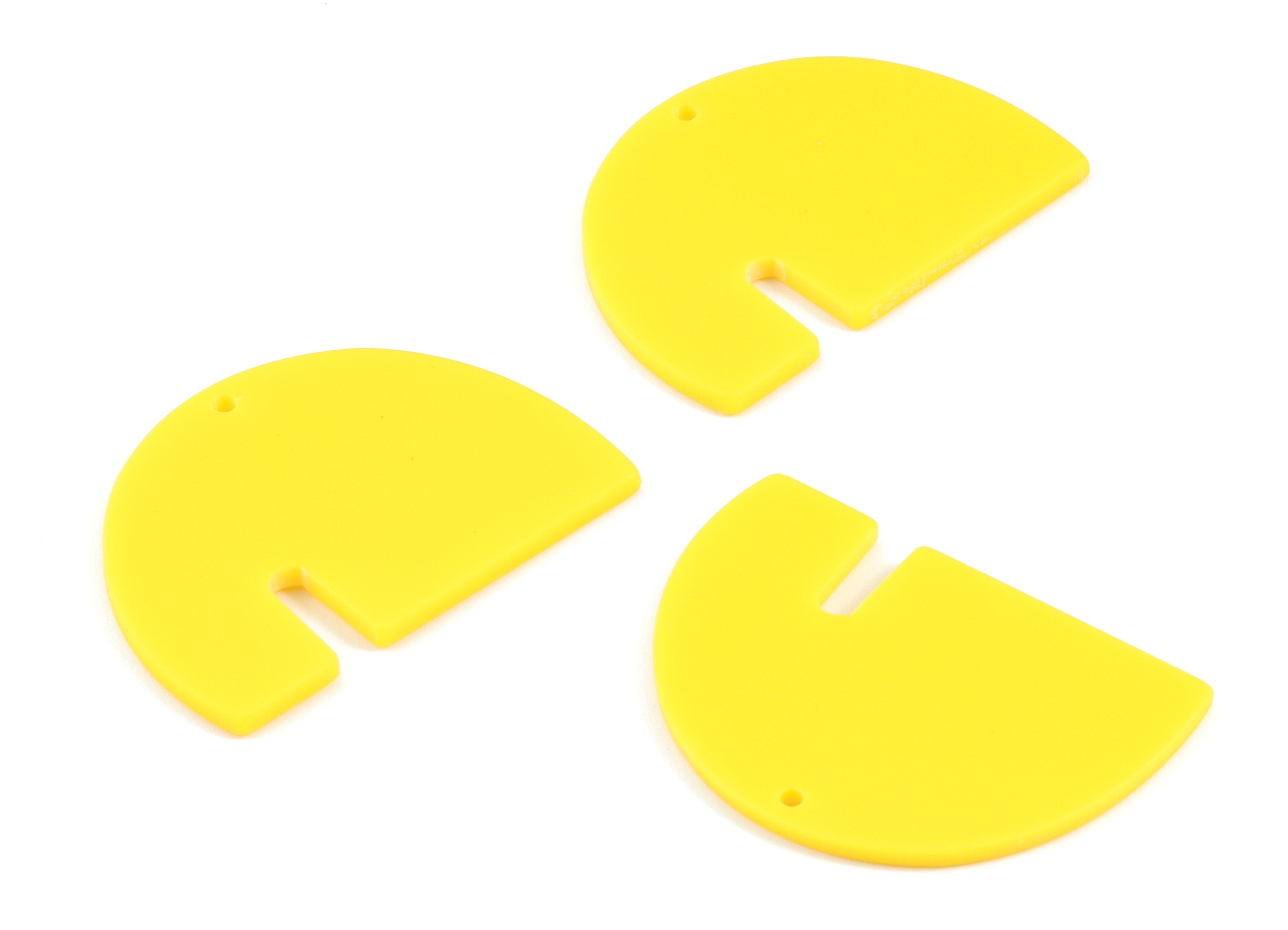 Acrylic Yellow Half Moon Earring Charms - Acrylic Semicircle Earrings - Jewelry Supplies - Color Code:A499 - 41.41x29.03x2.4mm - AC2126-A499 - DOMEDBAZAAR
