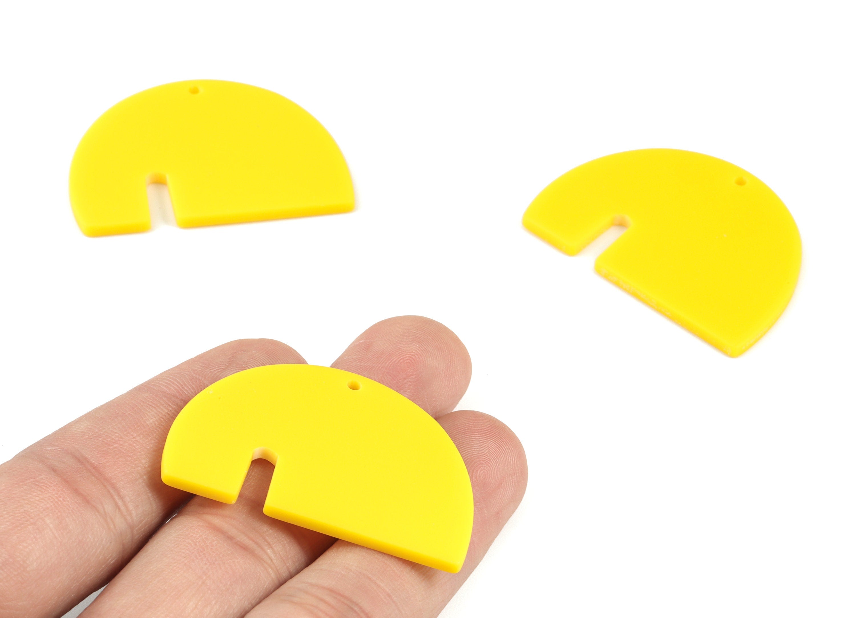 Acrylic Yellow Half Moon Earring Charms - Acrylic Semicircle Earrings - Jewelry Supplies - Color Code:A499 - 41.41x29.03x2.4mm - AC2126-A499 - DOMEDBAZAAR