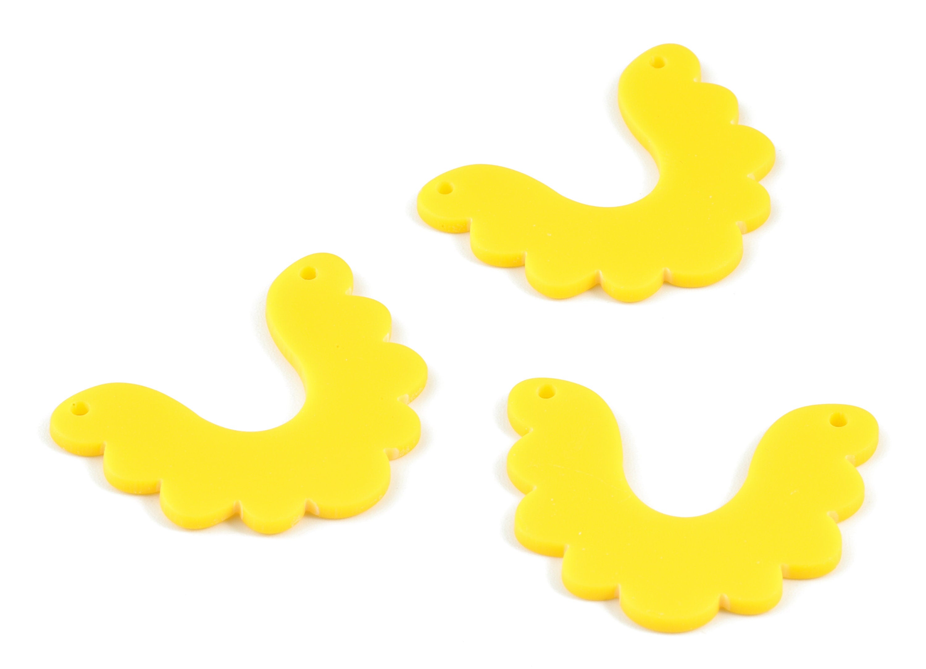 Acrylic Yellow Half Moon Earring Connector - Acrylic Domed Charms - Jewelry Supplies - Color Code:A499 - 37.19x29.34x2mm - AC2115-A499 - DOMEDBAZAAR