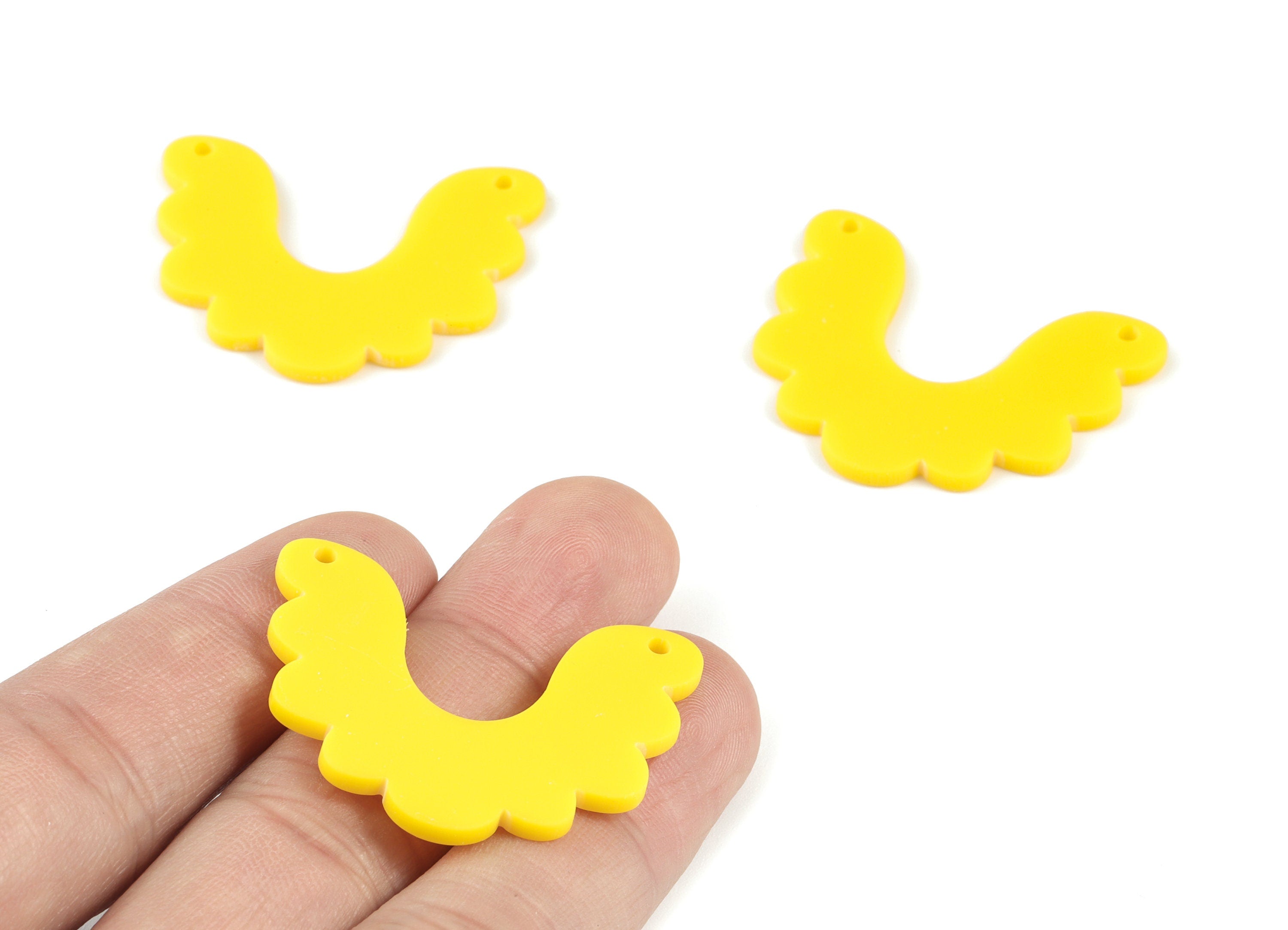 Acrylic Yellow Half Moon Earring Connector - Acrylic Domed Charms - Jewelry Supplies - Color Code:A499 - 37.19x29.34x2mm - AC2115-A499 - DOMEDBAZAAR