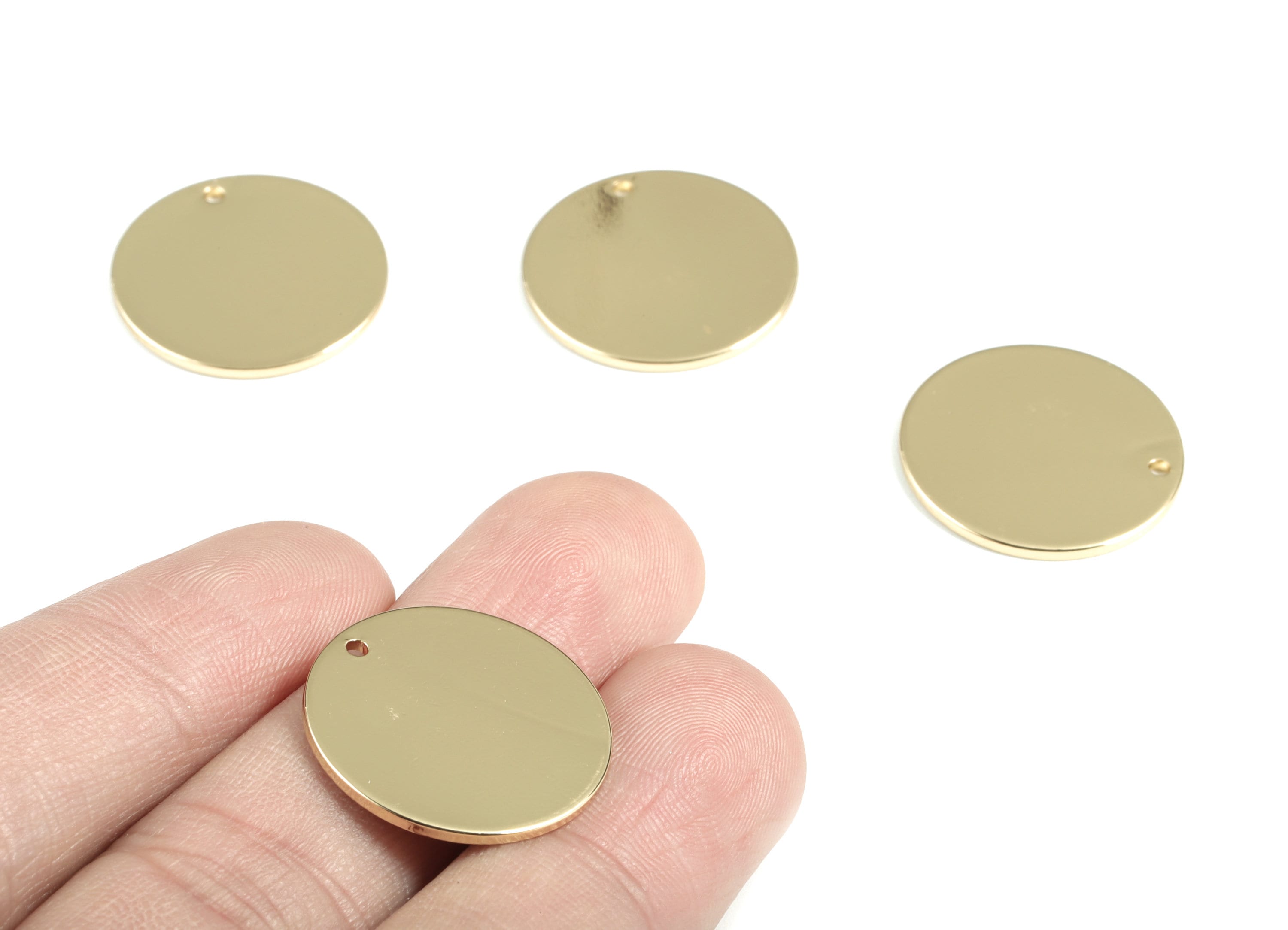 Personalized stamping blank - Gold Circle Earring Charms - KC Gold tone plated Brass Round Charm - Earring Findings - 21x21x1mm - PP1881KCG - DOMEDBAZAAR