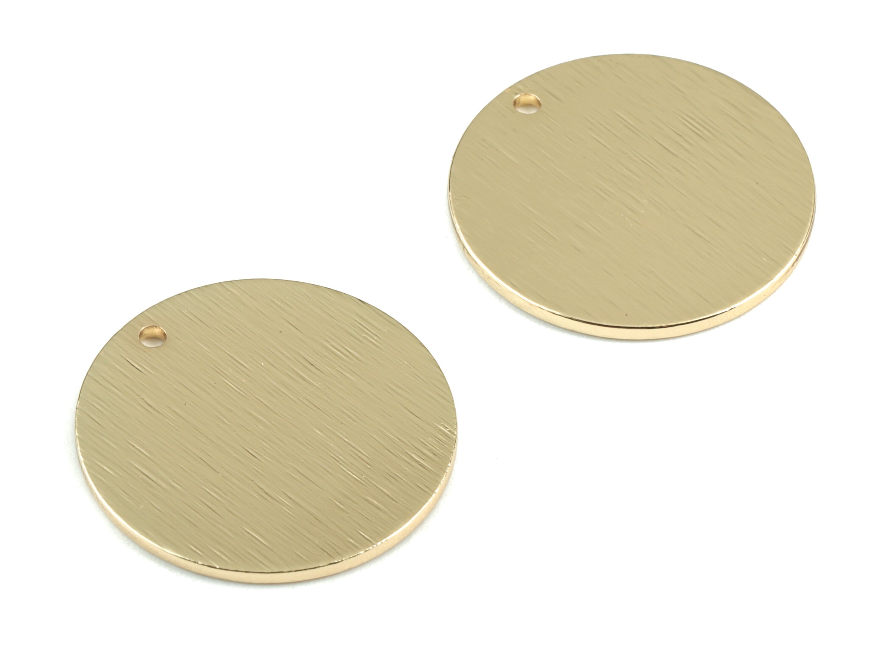 Gold Round Textured Charms - KC Gold Tone Plated Brass Textured Circle Earring Charms - Jewelry Supplies - 20.99x20.99x0.98mm - PP1887KCG - DOMEDBAZAAR