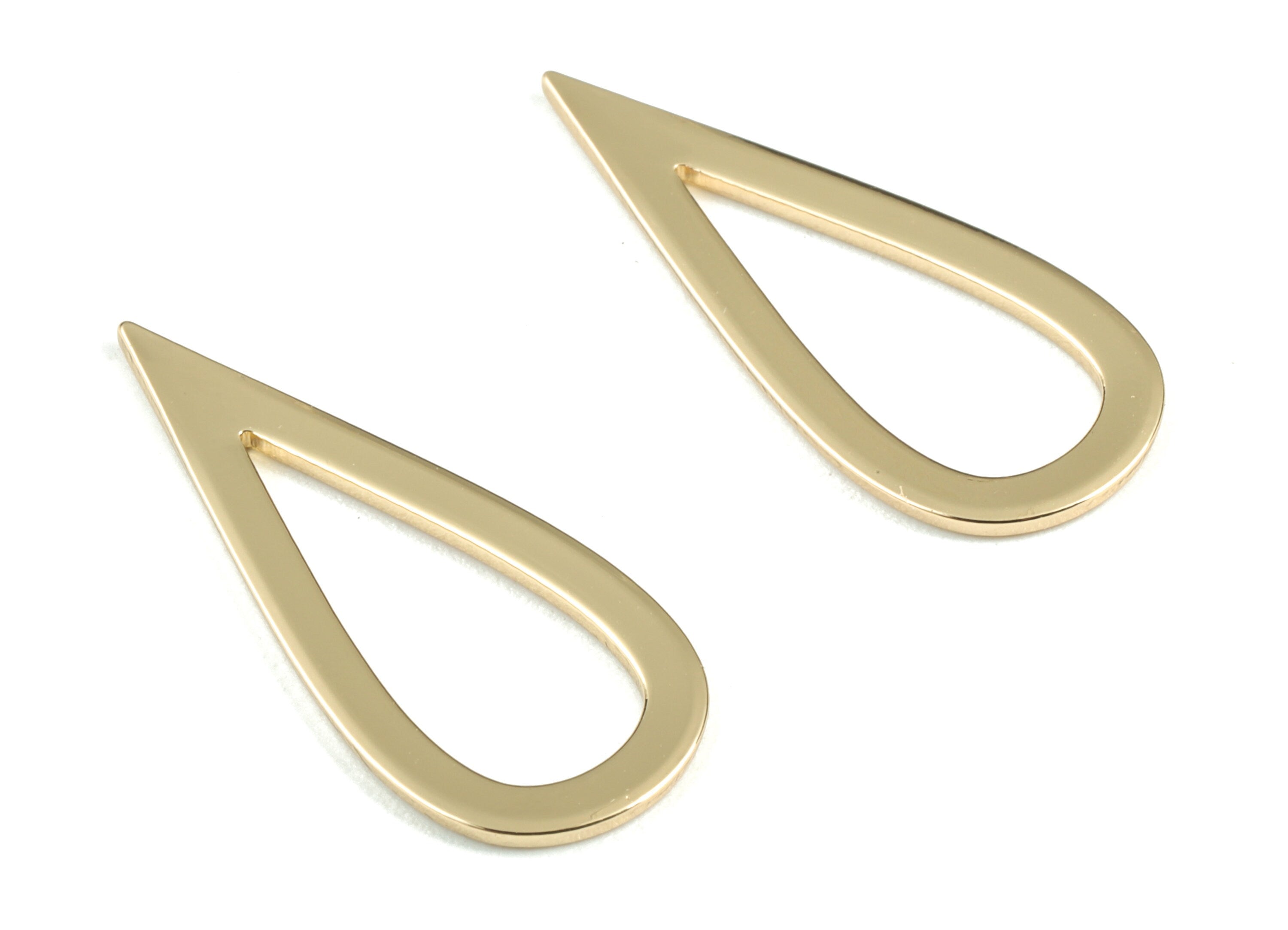 Gold Drop Earring Charms - KC Gold Tone Plated Brass Drop Pendant - Earring Findings - Jewelry Supplies - 27.34x11.61x1.05mm - PP1933KCG - DOMEDBAZAAR