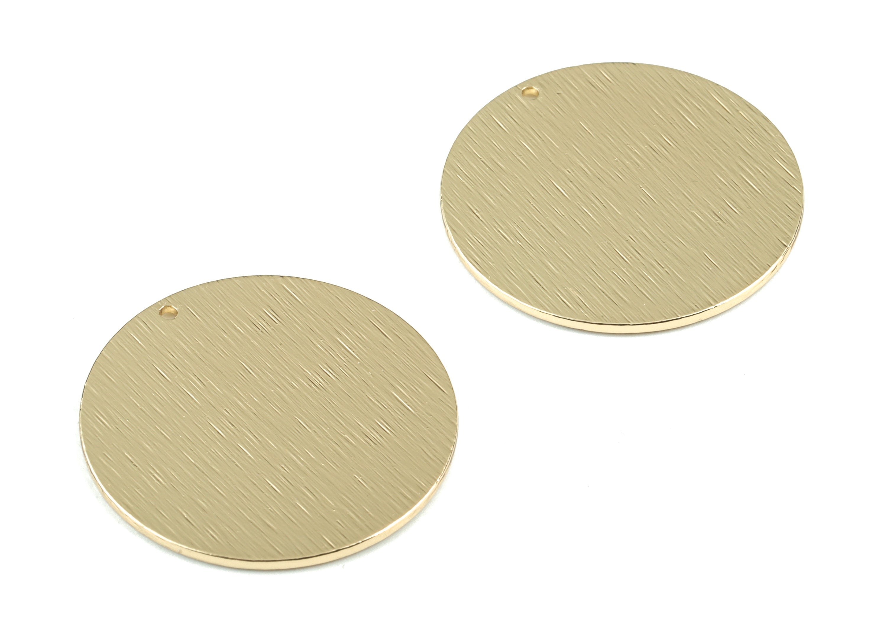 Gold Round Charms - KC Gold Tone Plated Brass Textured Drop Earring Charms - Earring Findings - Jewelry Supplies - 30x30x1mm - PP2064KCG - DOMEDBAZAAR