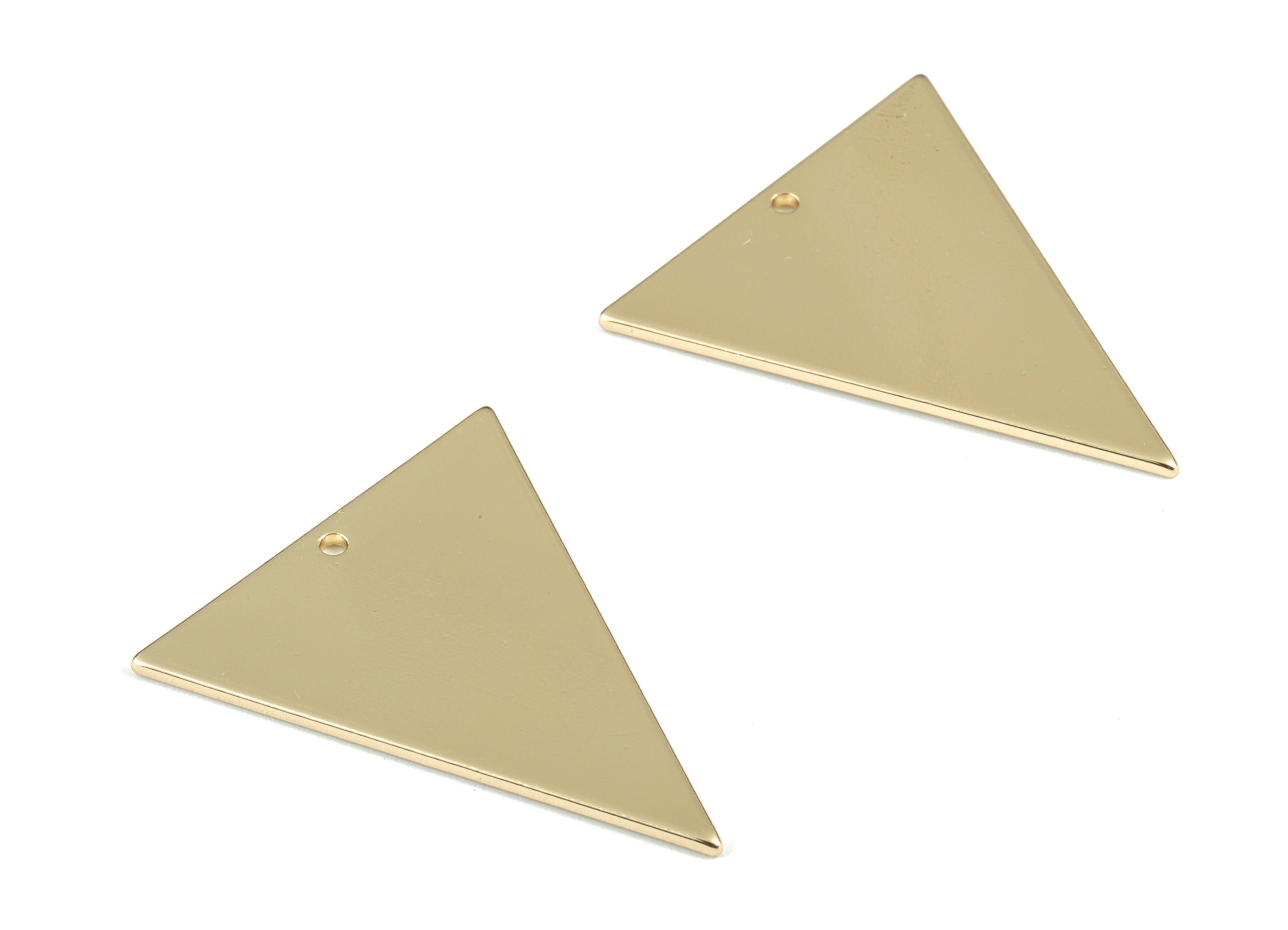 Personalized stamping blank - Gold Triangles Pendant - KC Gold Tone Plated Brass Triangle Earring Charms - 32x27x1mm - PP2121KCG - DOMEDBAZAAR