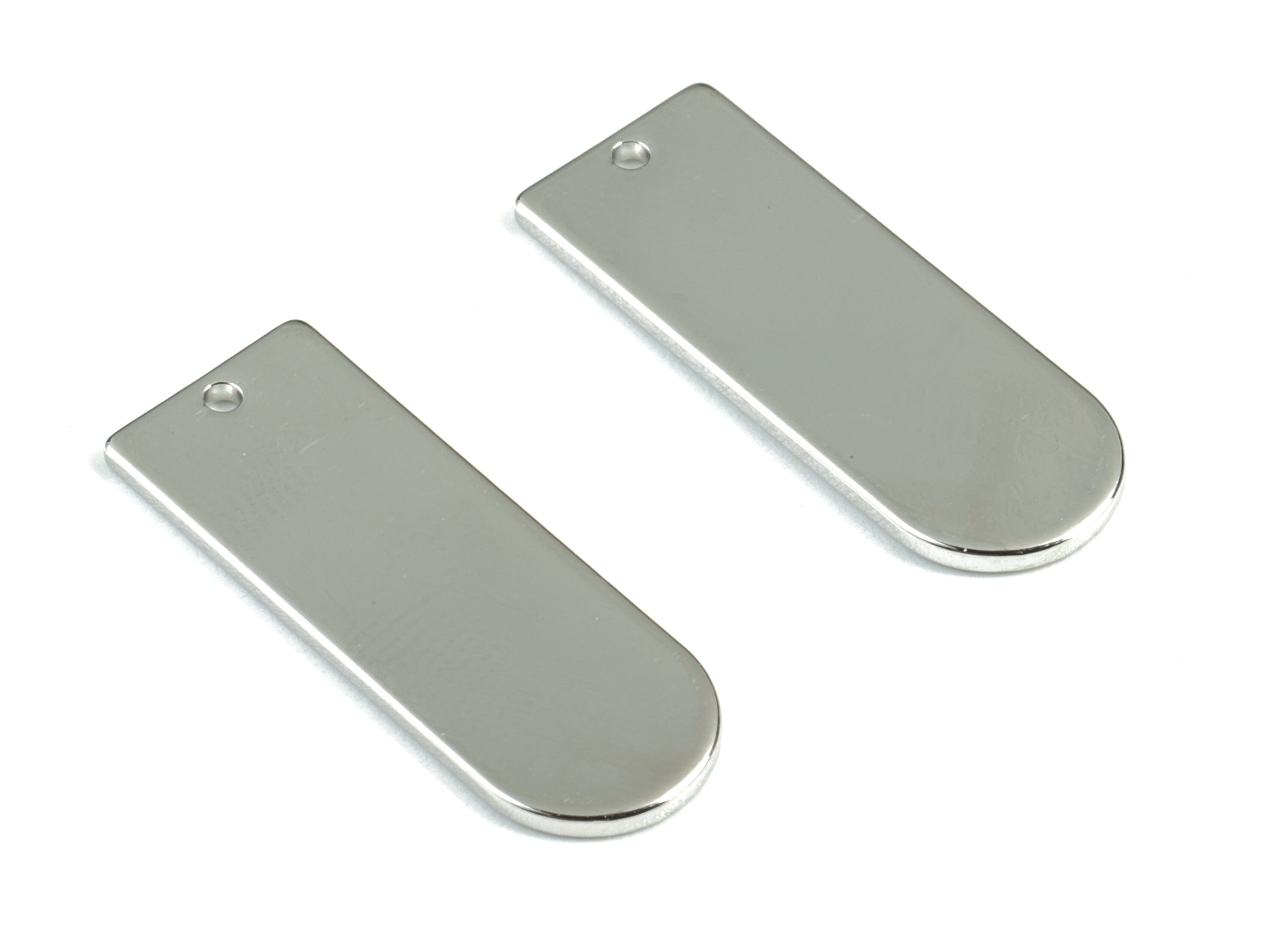 Personalized stamping blank - Silver Long D Earring Charms - Silver Tone Plated Brass Long Oval Charms - 26.32x9.5x0.99mm - PP1406S - DOMEDBAZAAR