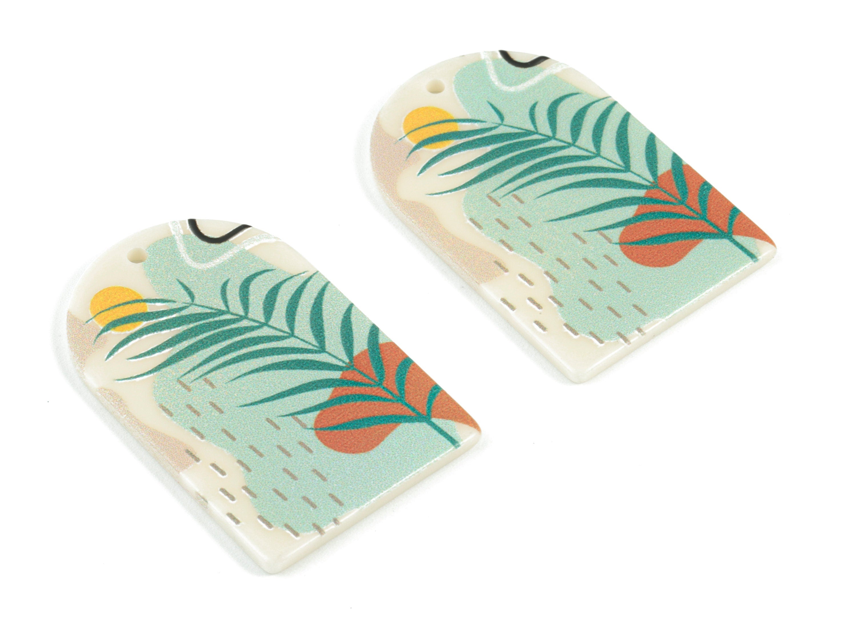 Acrylic Domed Earring Charm - Landscape Oval Domed Charms Pastel Earrings - Earring Findings - Jewelry Supplies - 39.79x25x2.33mm - AC2061Y - DOMEDBAZAAR