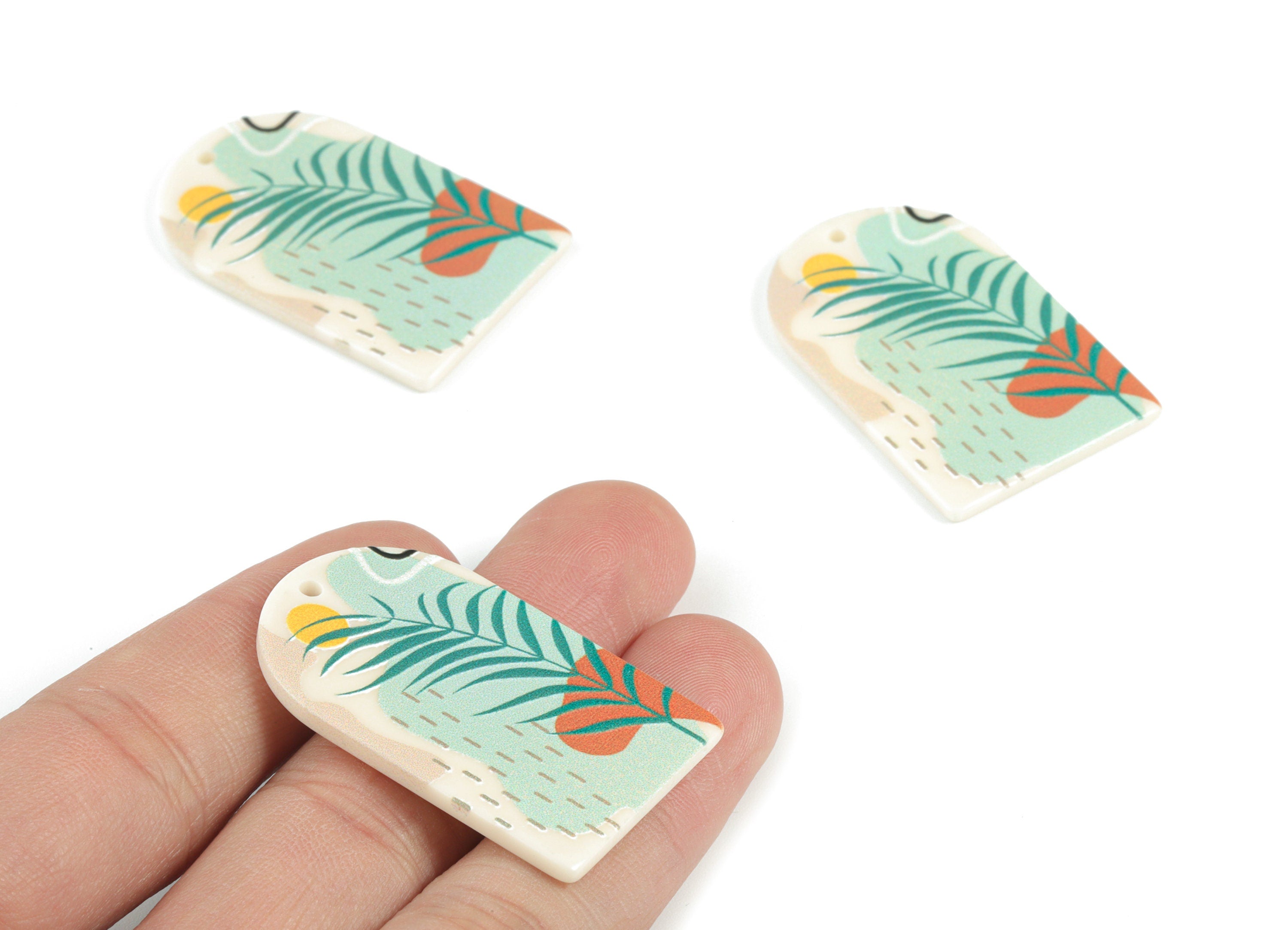 Acrylic Domed Earring Charm - Landscape Oval Domed Charms Pastel Earrings - Earring Findings - Jewelry Supplies - 39.79x25x2.33mm - AC2061Y - DOMEDBAZAAR