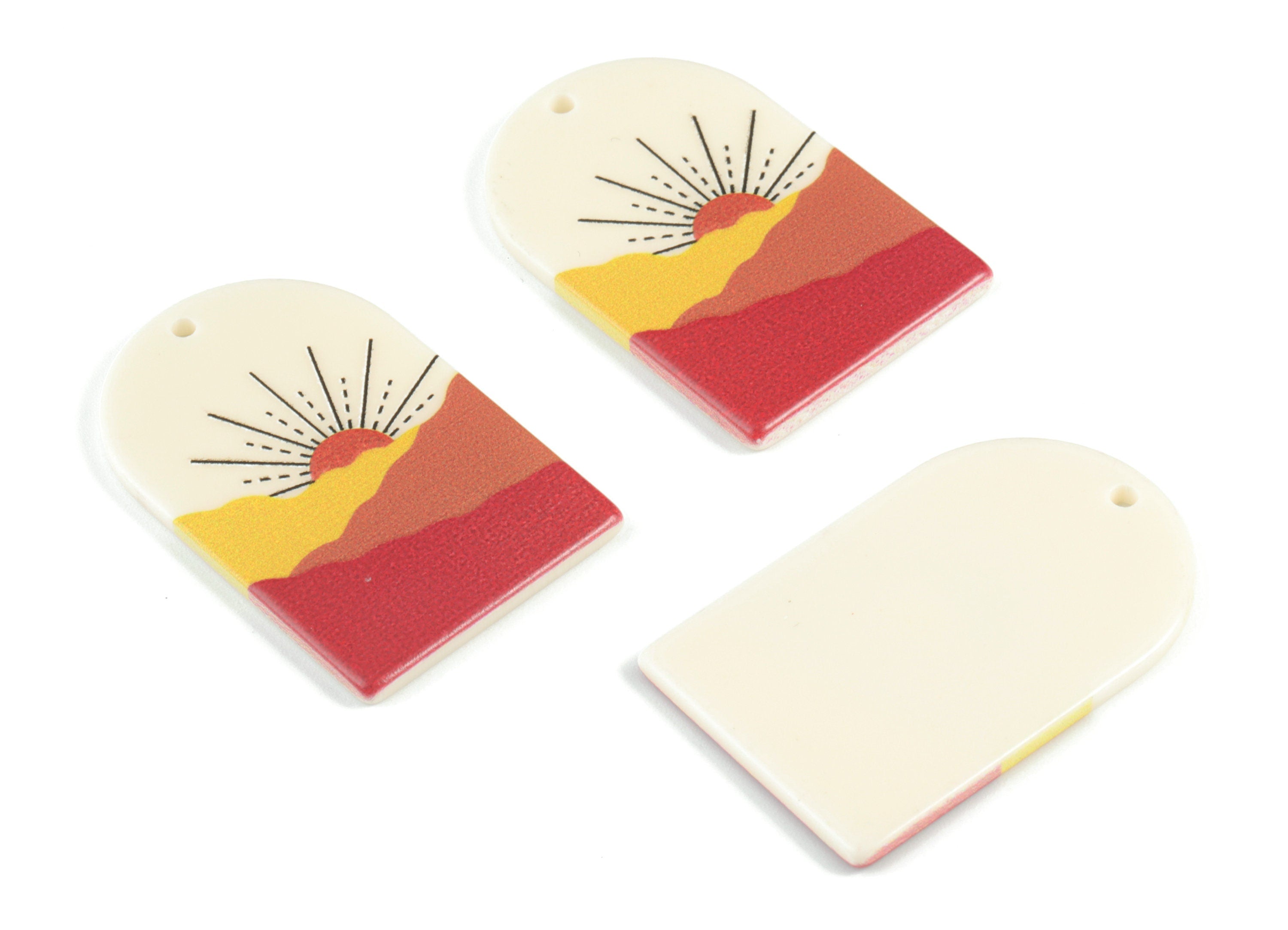 Acrylic Domed Earring Charms - Sun Mountain Oval Domed Charms Pastel Earrings - Jewelry Supplies - 39.78x25.66x2.6mm - AC2061AB - DOMEDBAZAAR